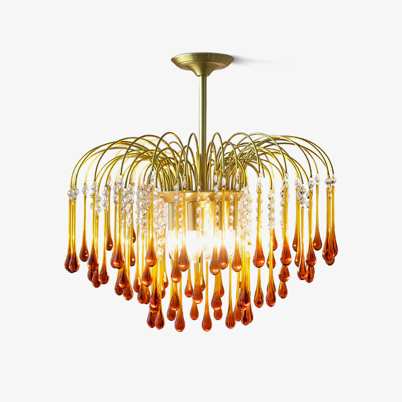 Lustra Chandelier Golden Arms and Crystal - Letslighting