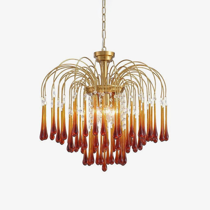 Lustra Chandelier Golden Arms and Crystal - Letslighting