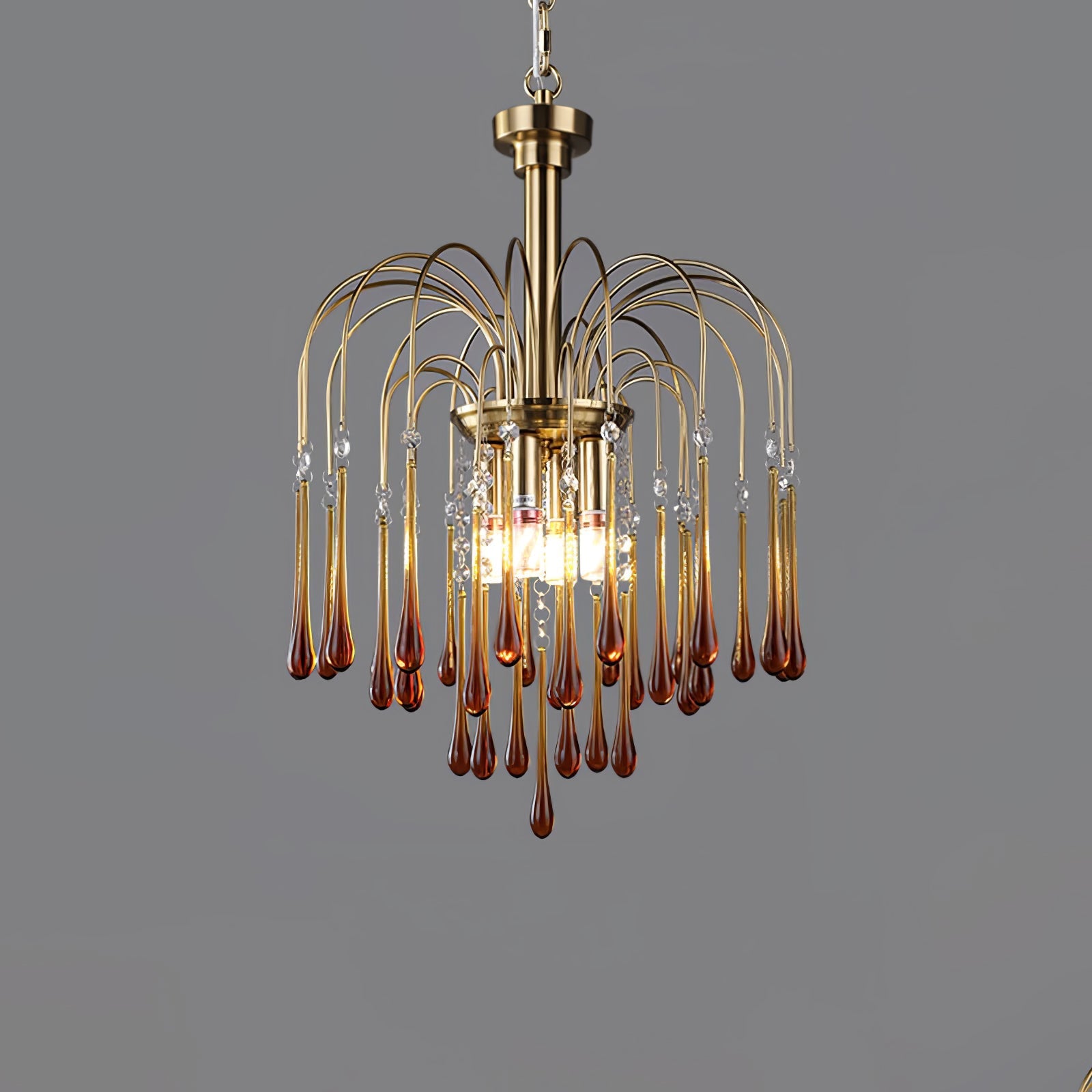 Lustra Chandelier Golden Arms and Crystal - Letslighting