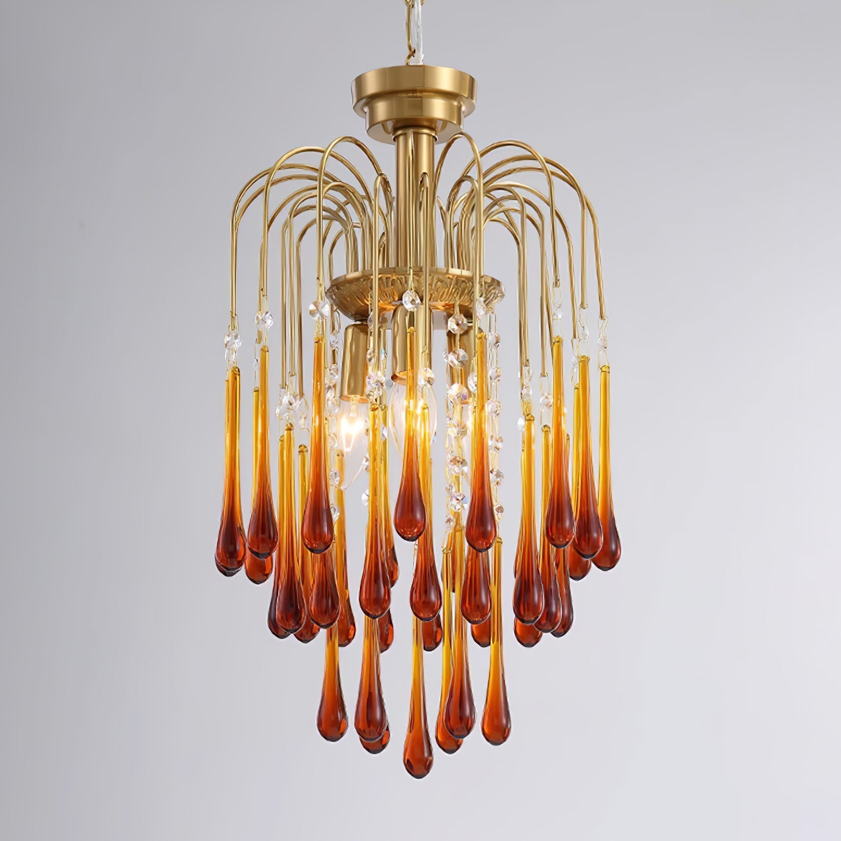 Lustra Chandelier Golden Arms and Crystal - Letslighting