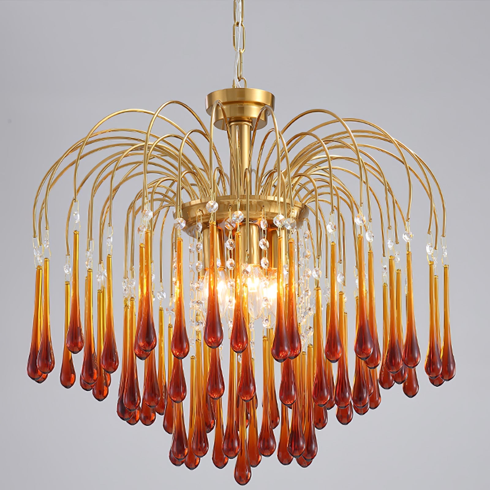 Lustra Chandelier Golden Arms and Crystal - Letslighting