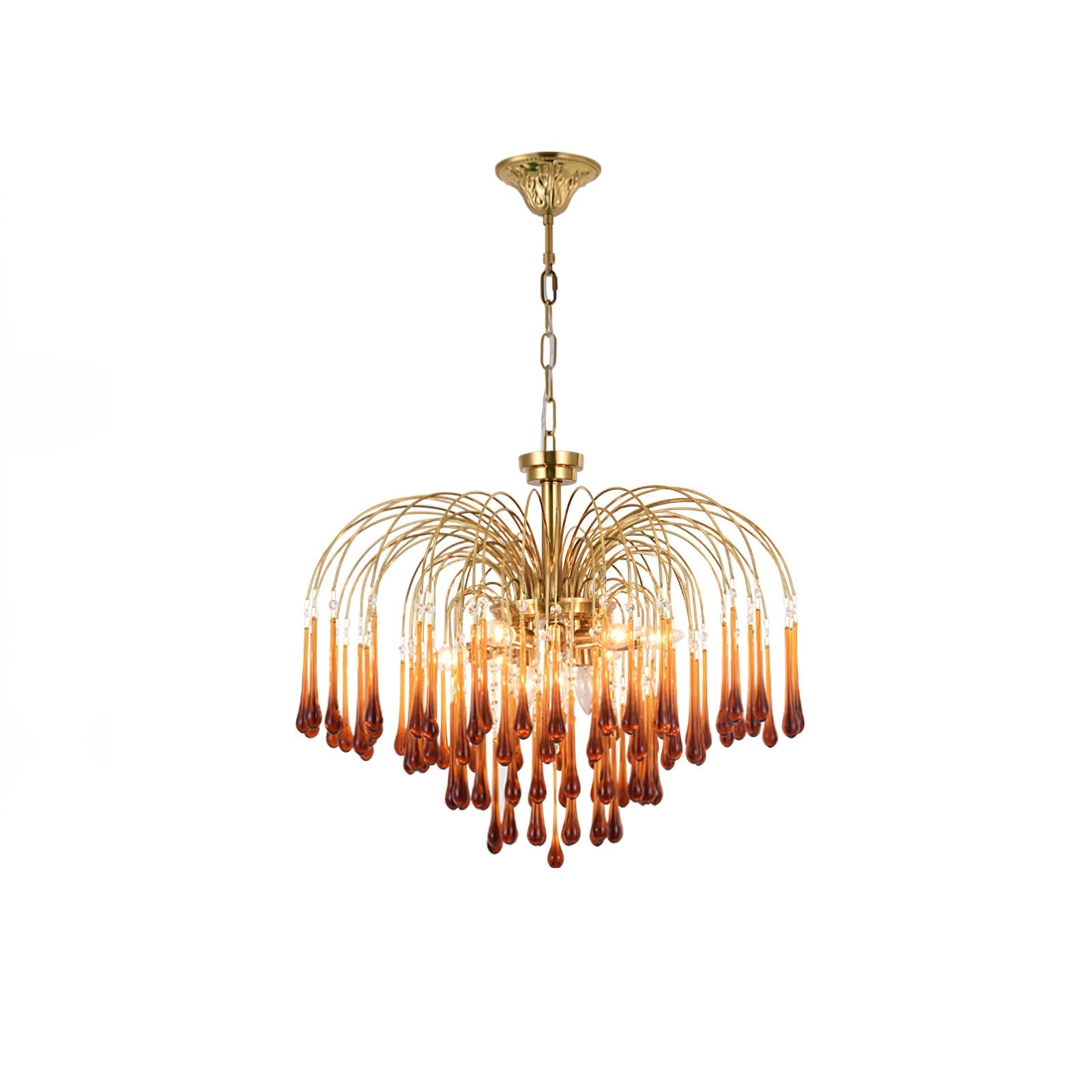 Lustra Chandelier Golden Arms and Crystal - Letslighting