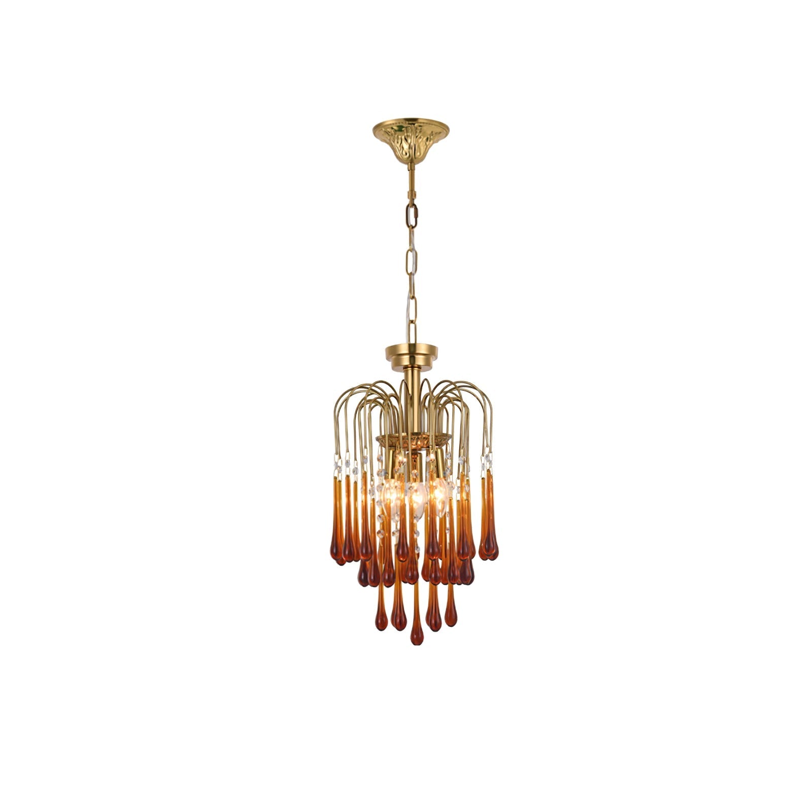 Lustra Chandelier Golden Arms and Crystal - Letslighting