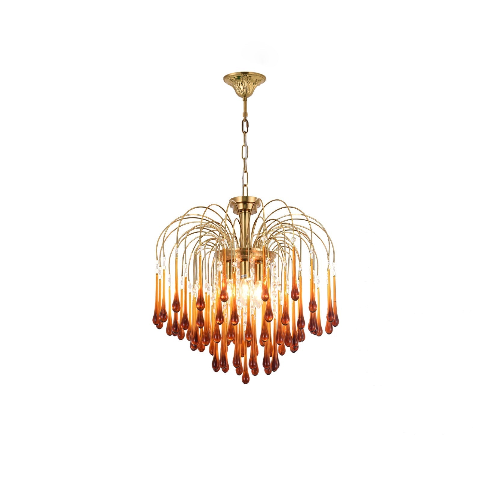 Lustra Chandelier Golden Arms and Crystal - Letslighting