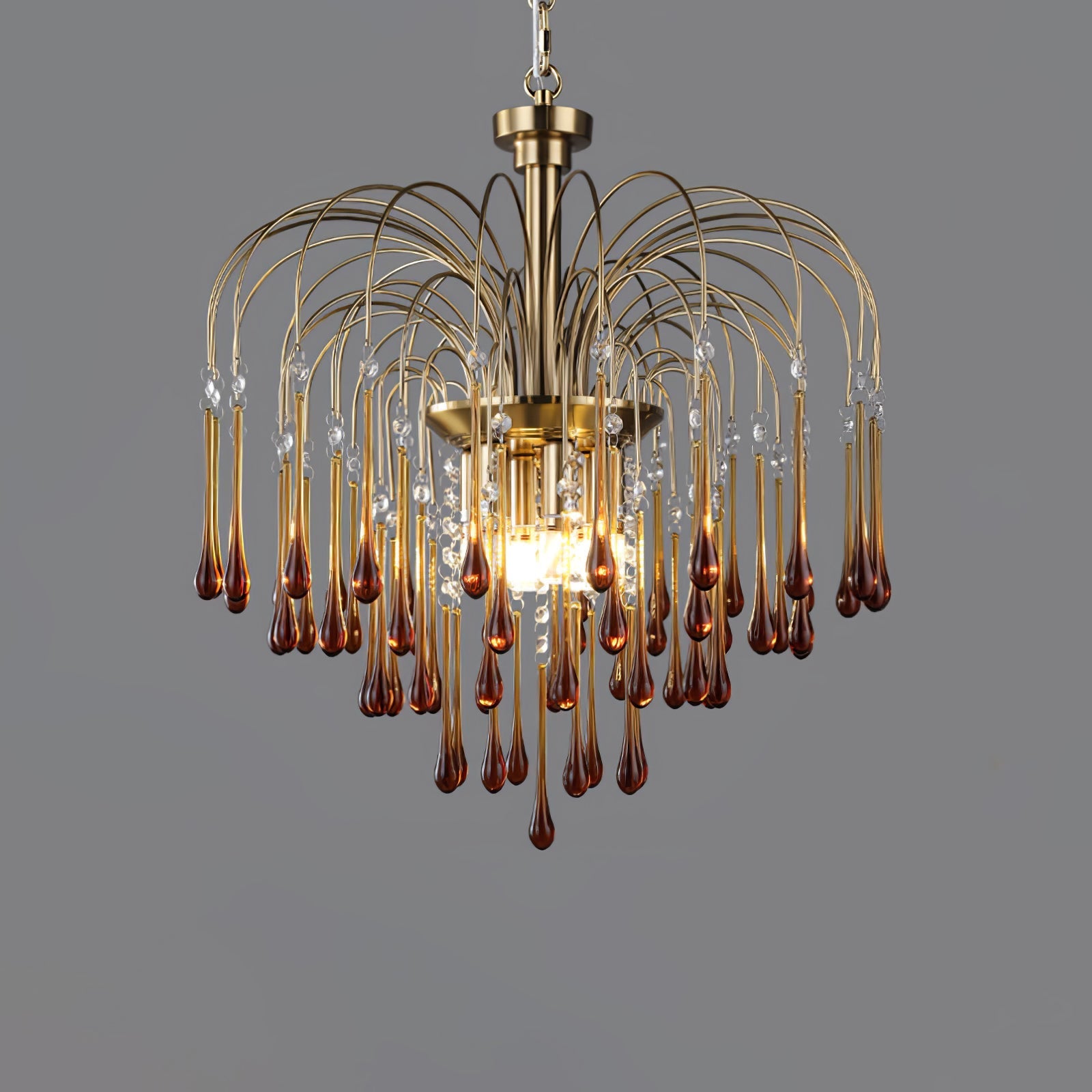 Lustra Chandelier Golden Arms and Crystal - Letslighting
