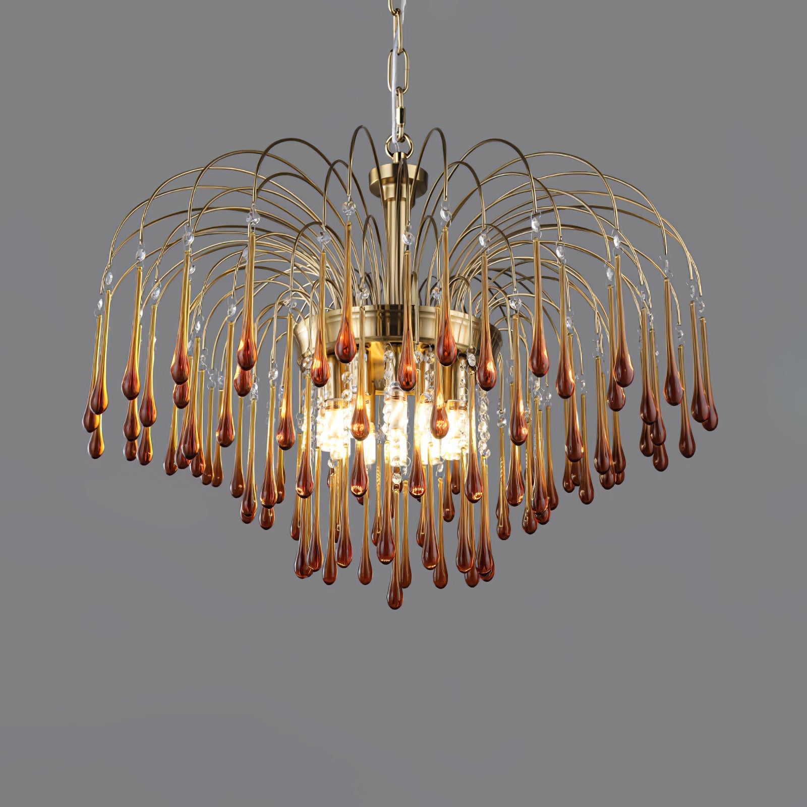 Lustra Chandelier Golden Arms and Crystal - Letslighting