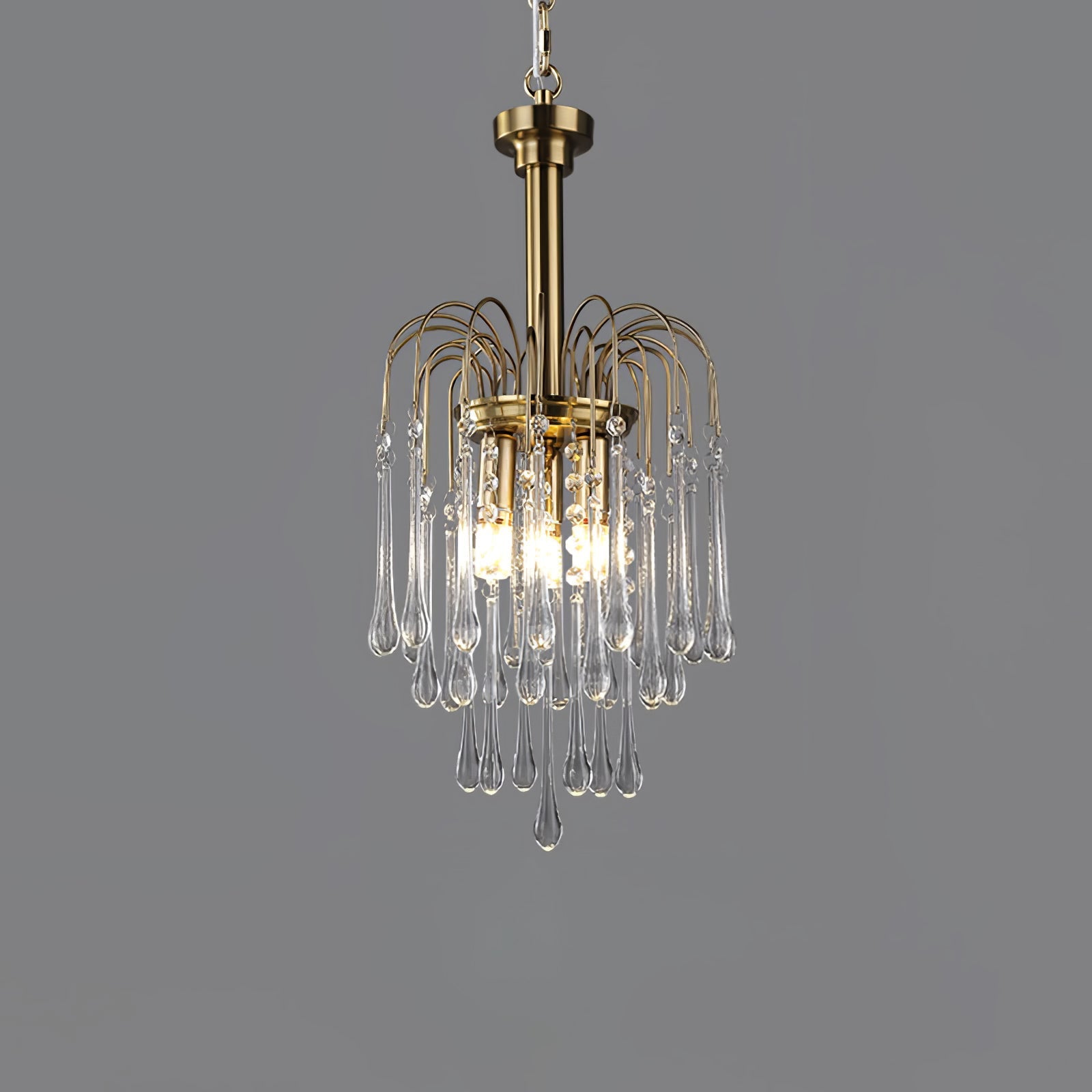 Lustra Chandelier Golden Arms and Crystal - Letslighting