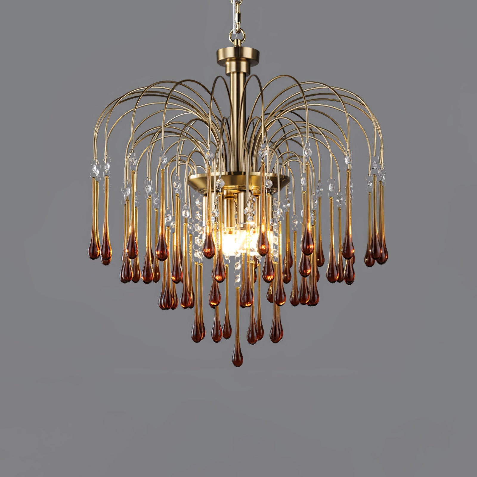 Lustra Chandelier Golden Arms and Crystal - Letslighting