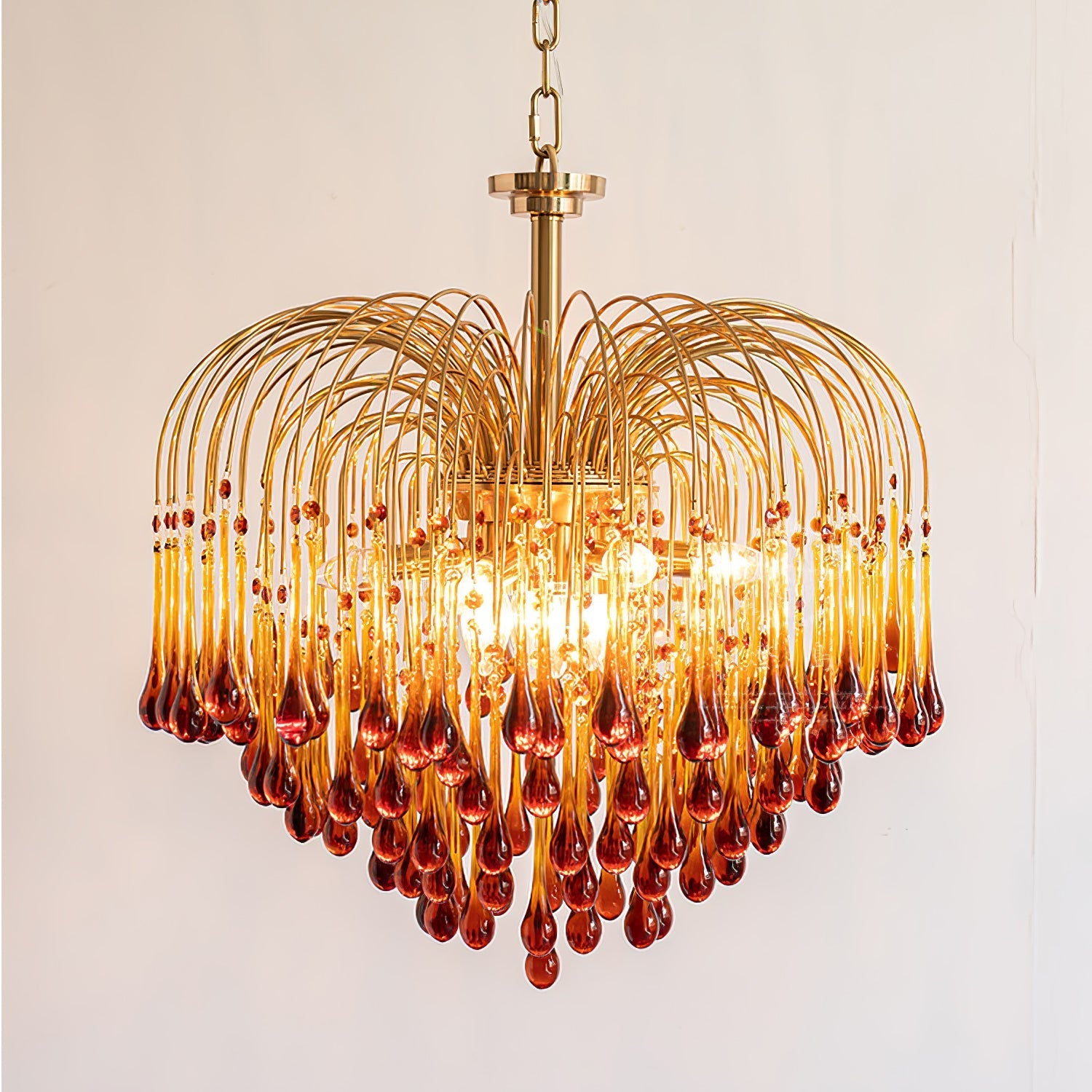 Lustra Chandelier Golden Arms and Crystal - Letslighting