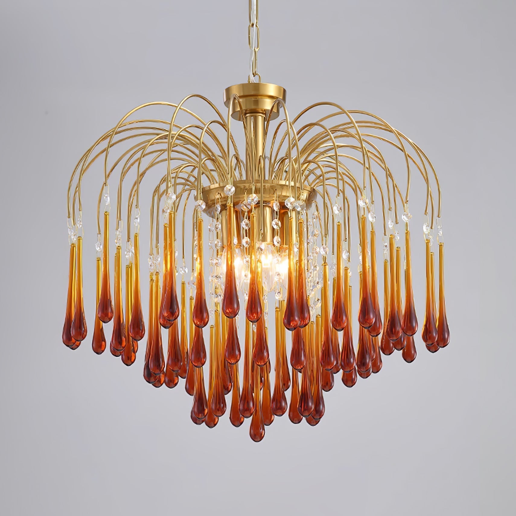Lustra Chandelier Golden Arms and Crystal - Letslighting
