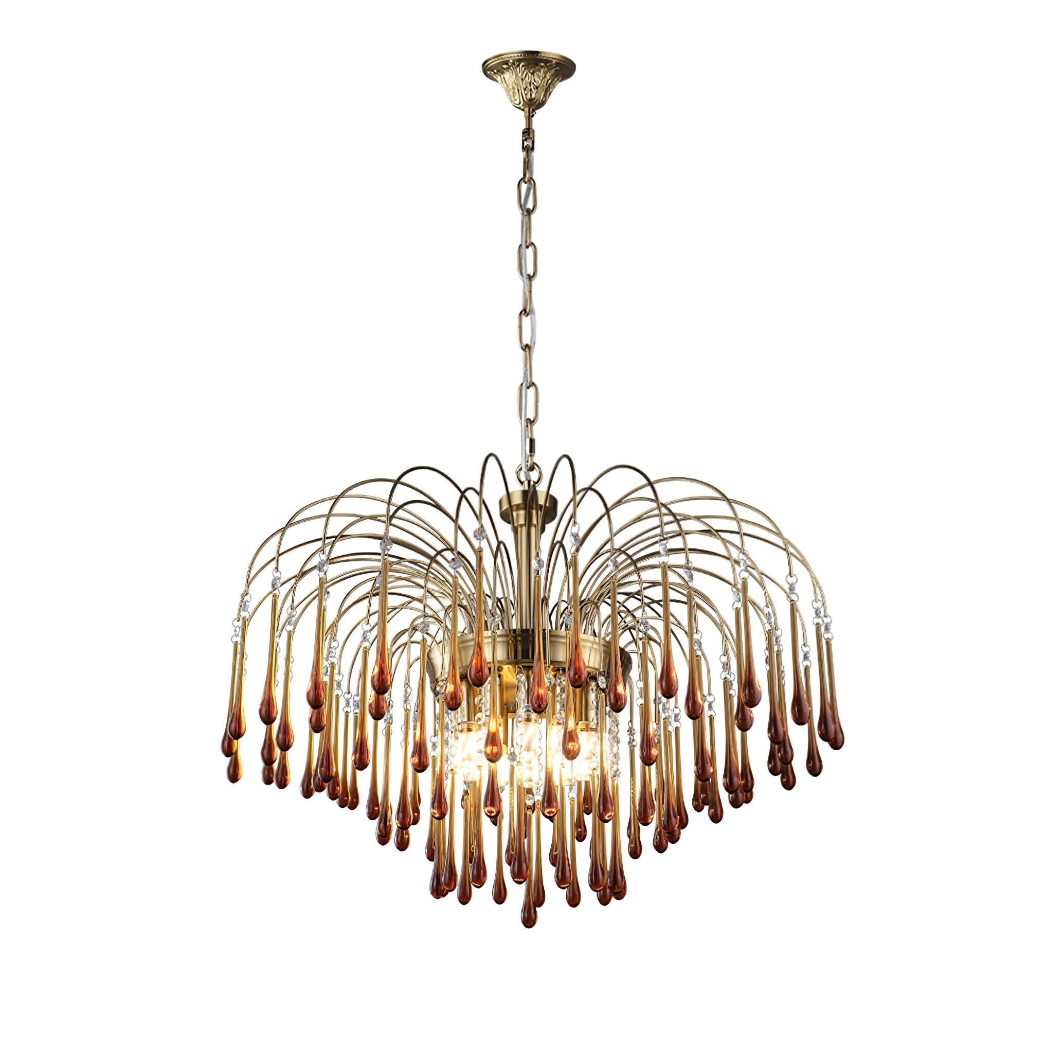 Lustra Chandelier Golden Arms and Crystal - Letslighting