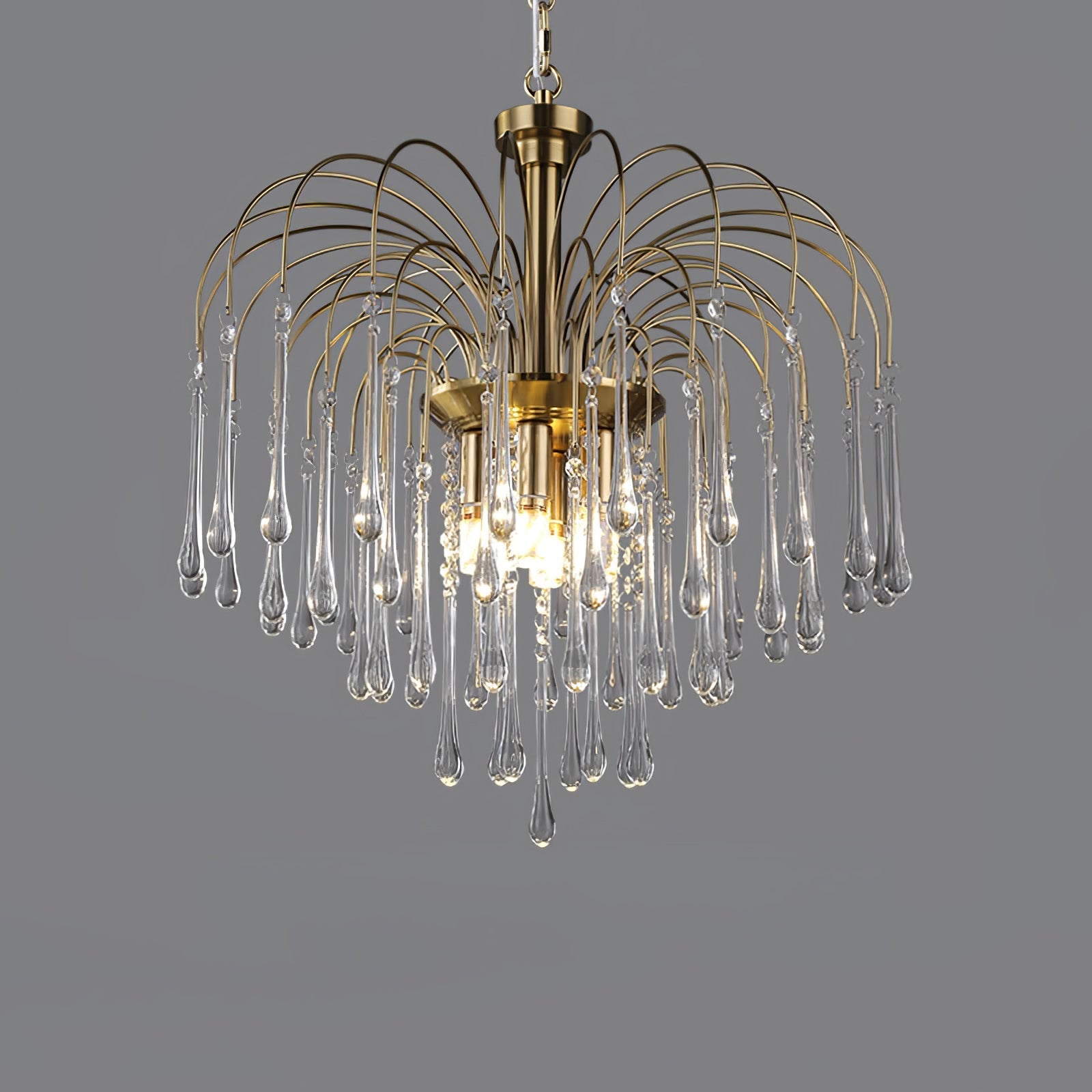 Lustra Chandelier Golden Arms and Crystal - Letslighting