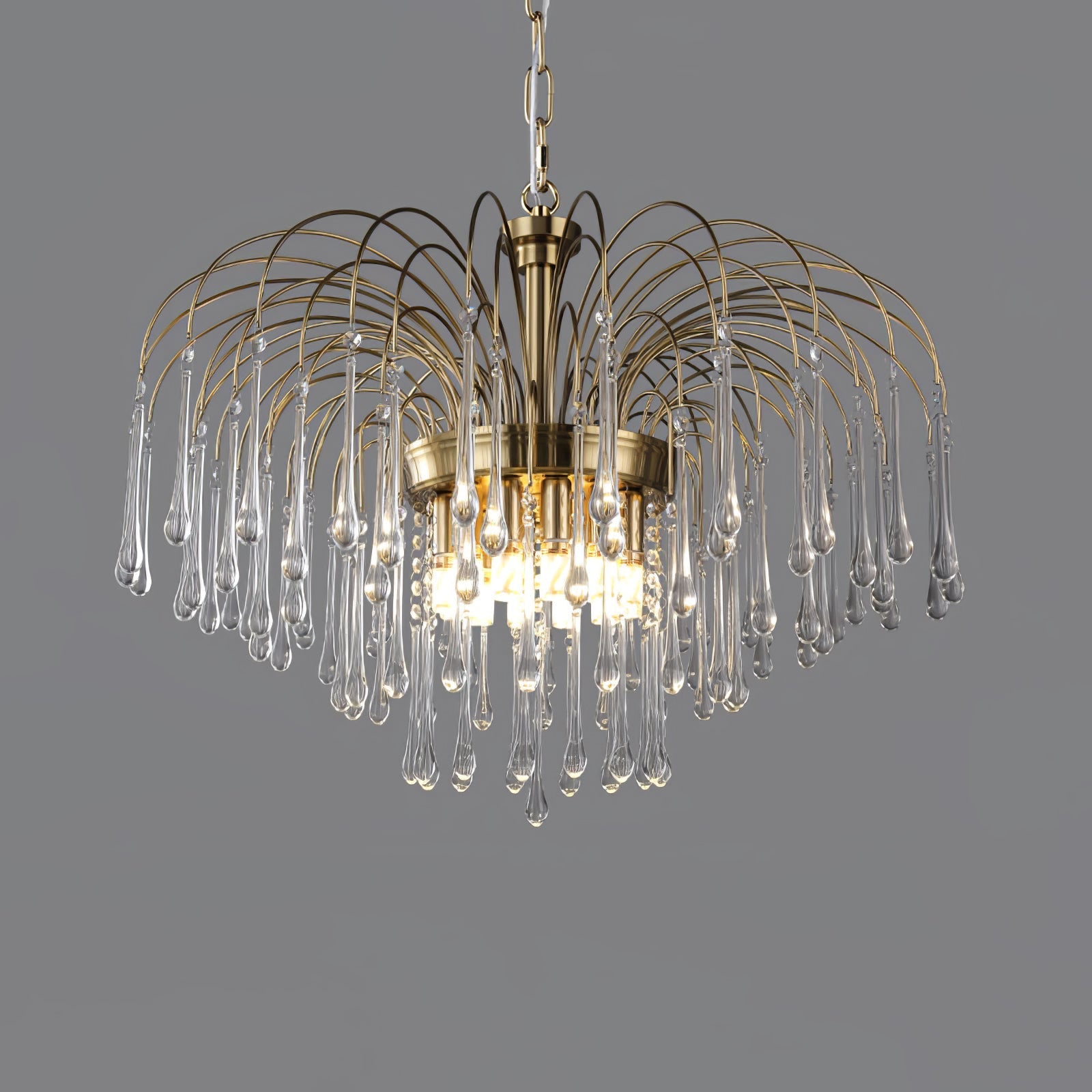 Lustra Chandelier Golden Arms and Crystal - Letslighting