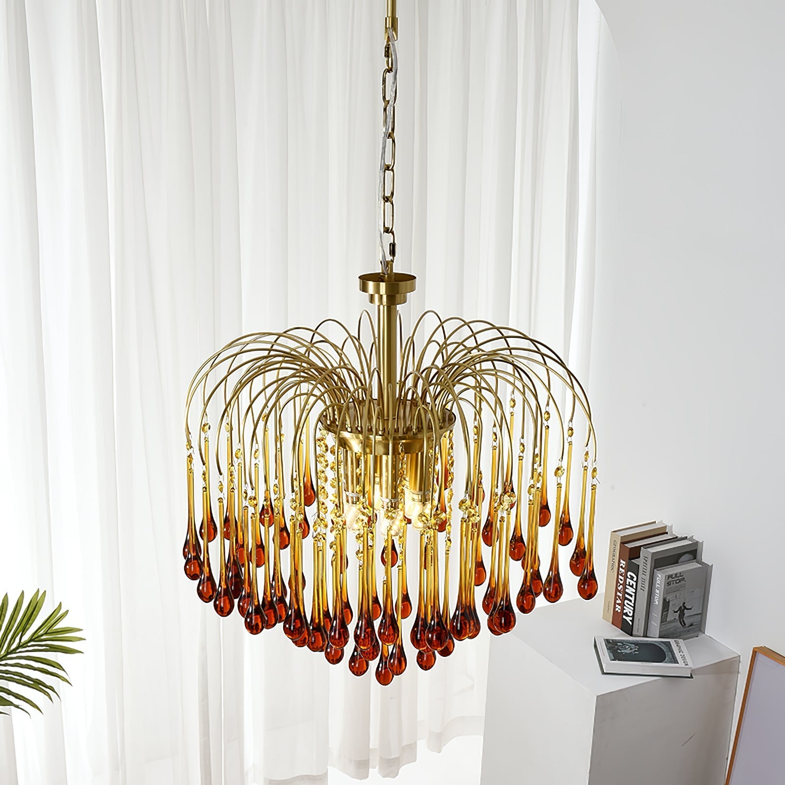 Lustra Chandelier Golden Arms and Crystal - Letslighting