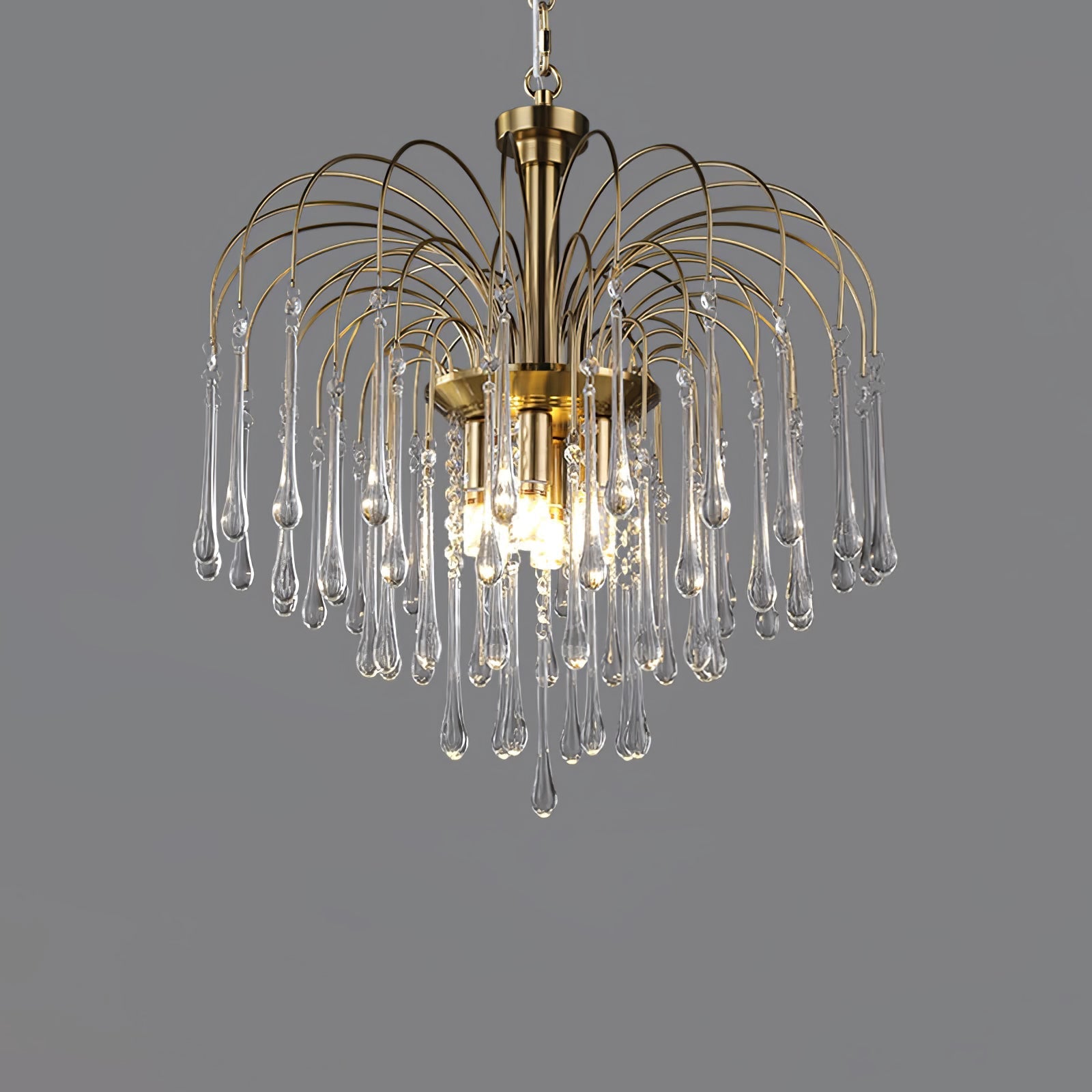 Lustra Chandelier Golden Arms and Crystal - Letslighting