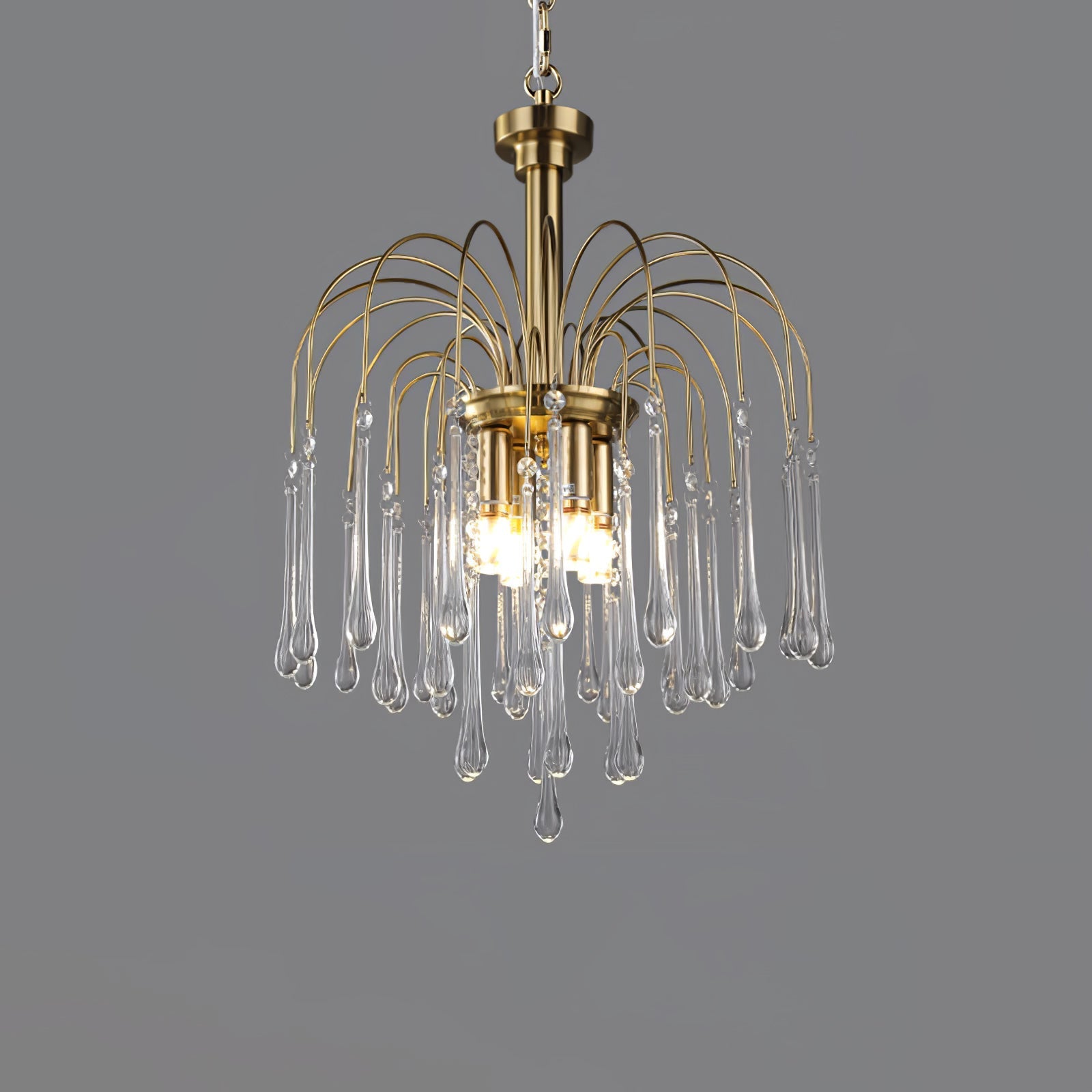 Lustra Chandelier Golden Arms and Crystal - Letslighting