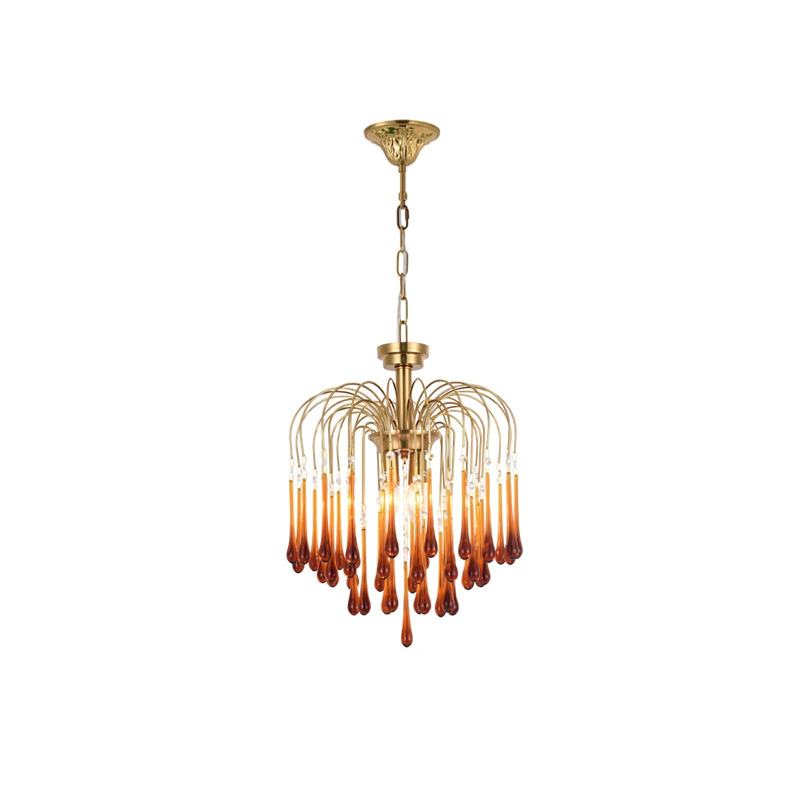 Lustra Chandelier Golden Arms and Crystal - Letslighting