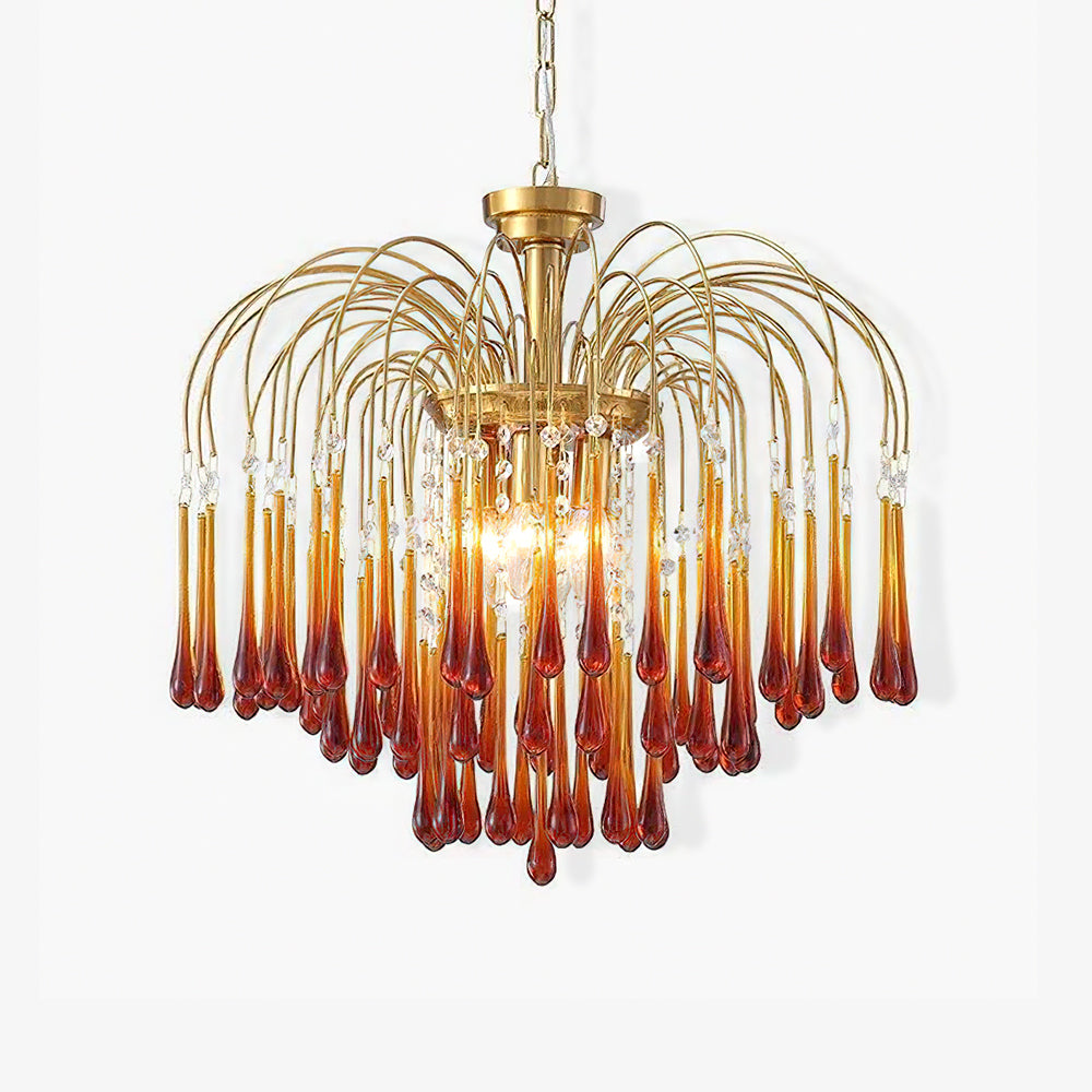 Lustra Chandelier Golden Arms and Crystal - Letslighting