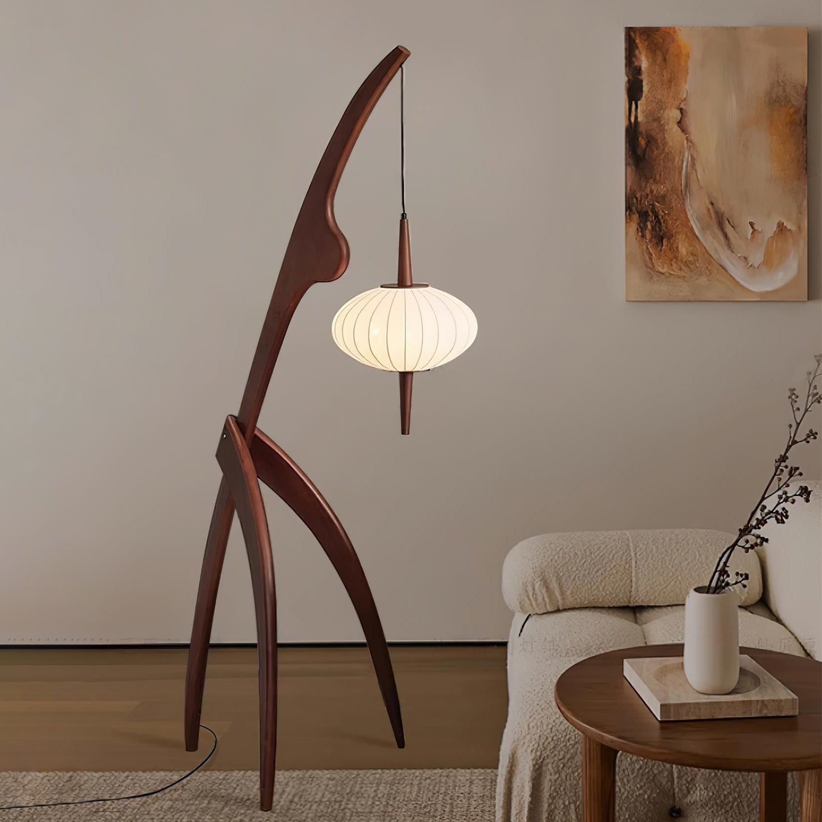 Orzoril Mid Century Wooden Floor Lamp - Letslighting
