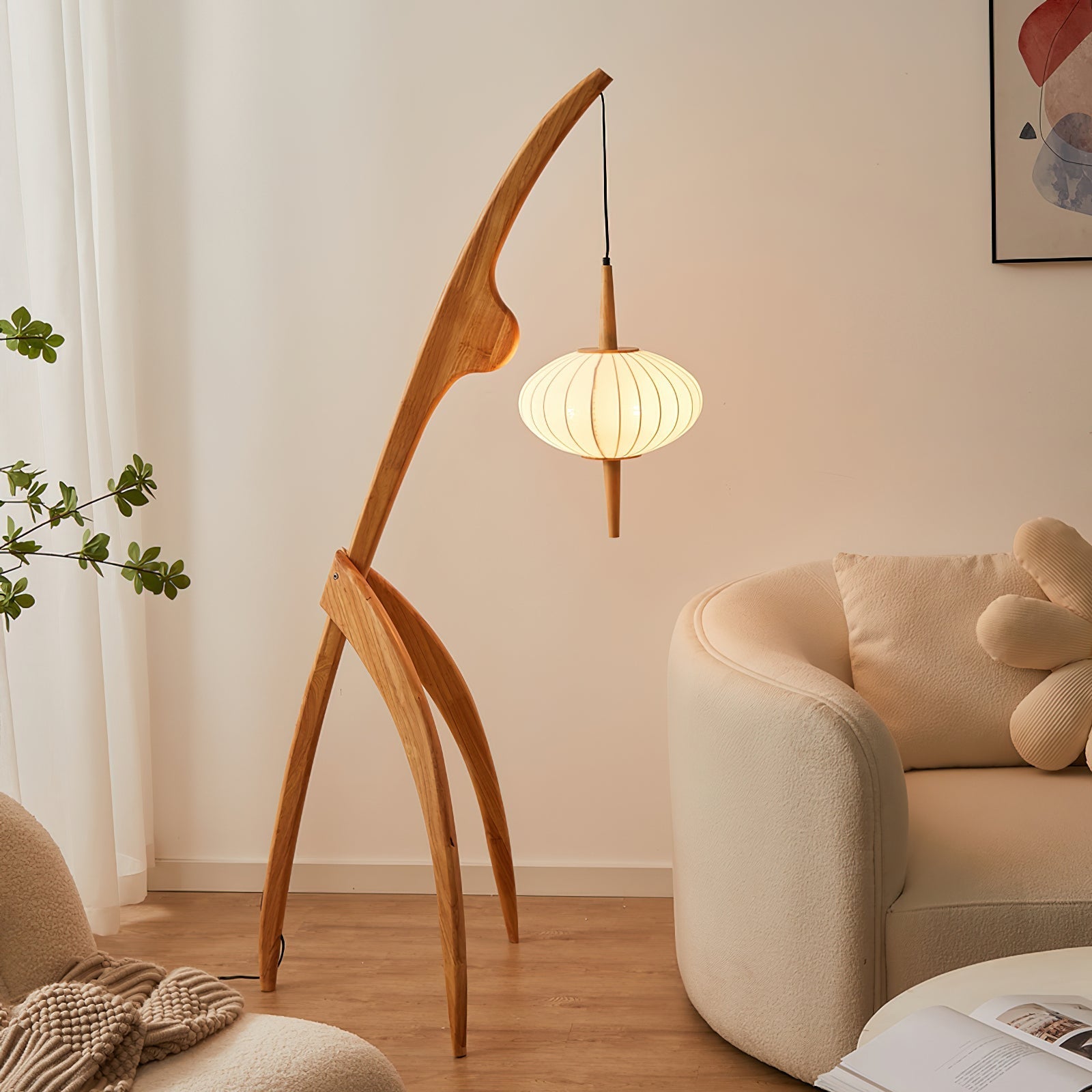 Orzoril Mid Century Wooden Floor Lamp - Letslighting