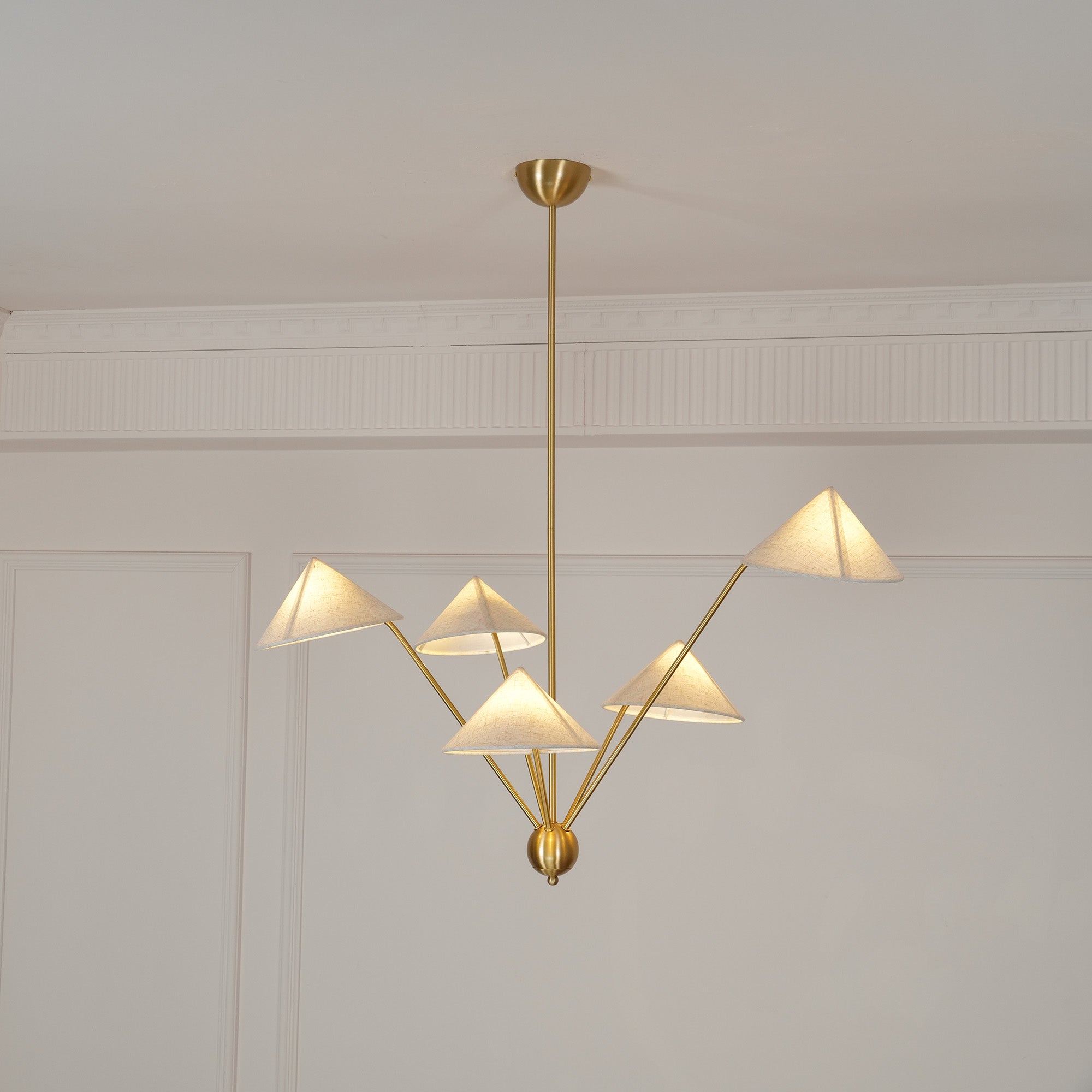Lustra Chandelier Brass Curved Beige - Letslighting