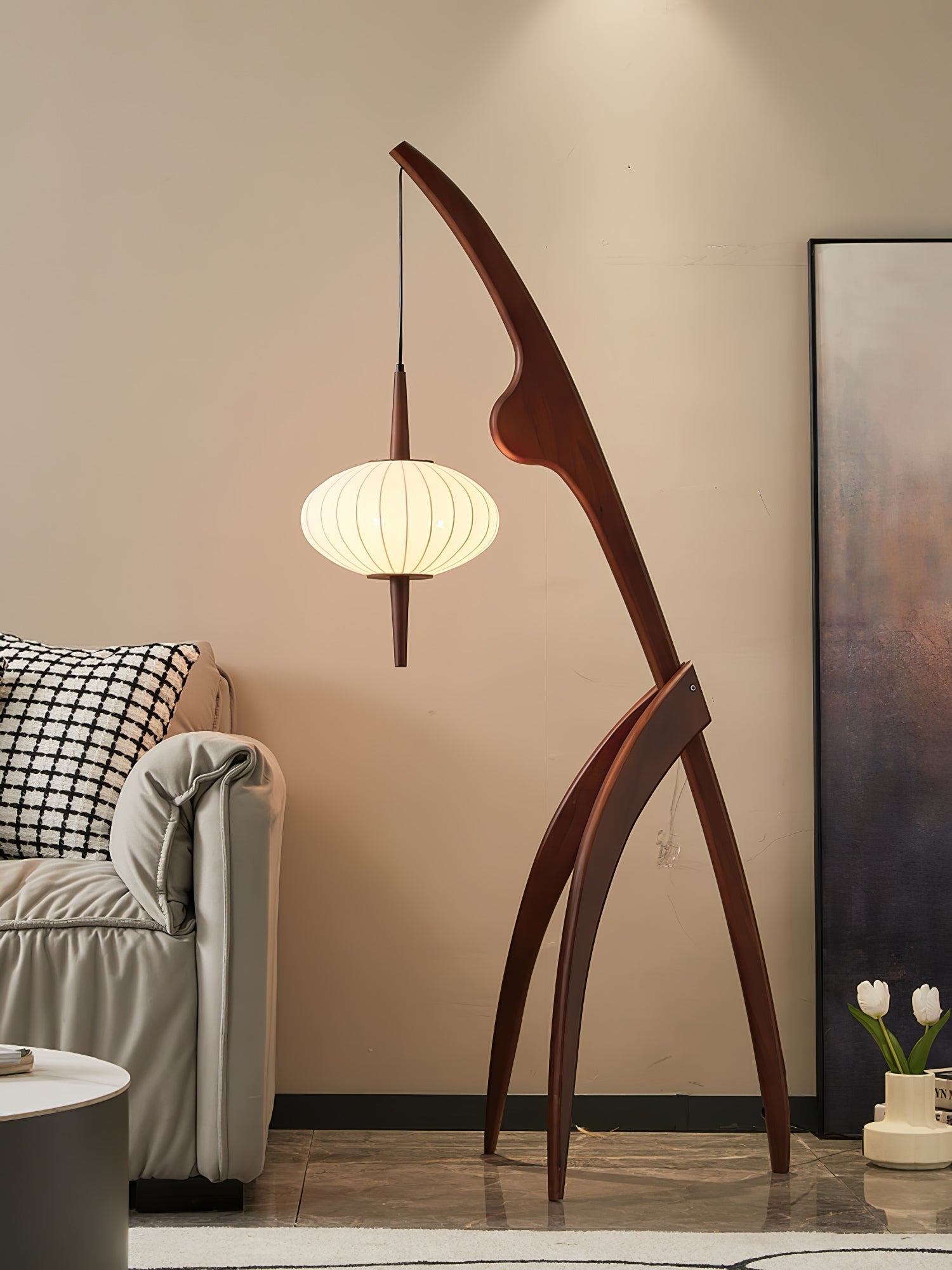 Orzoril Mid Century Wooden Floor Lamp - Letslighting