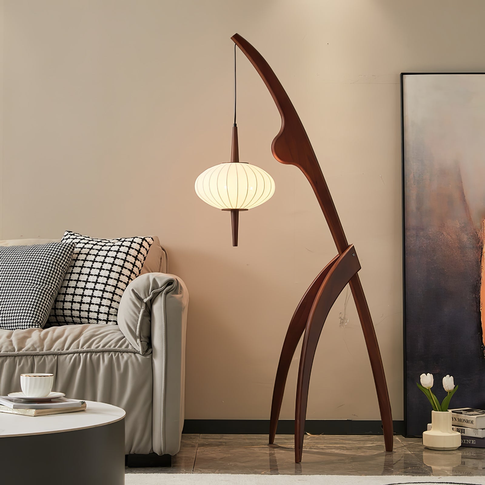 Orzoril Mid Century Wooden Floor Lamp - Letslighting
