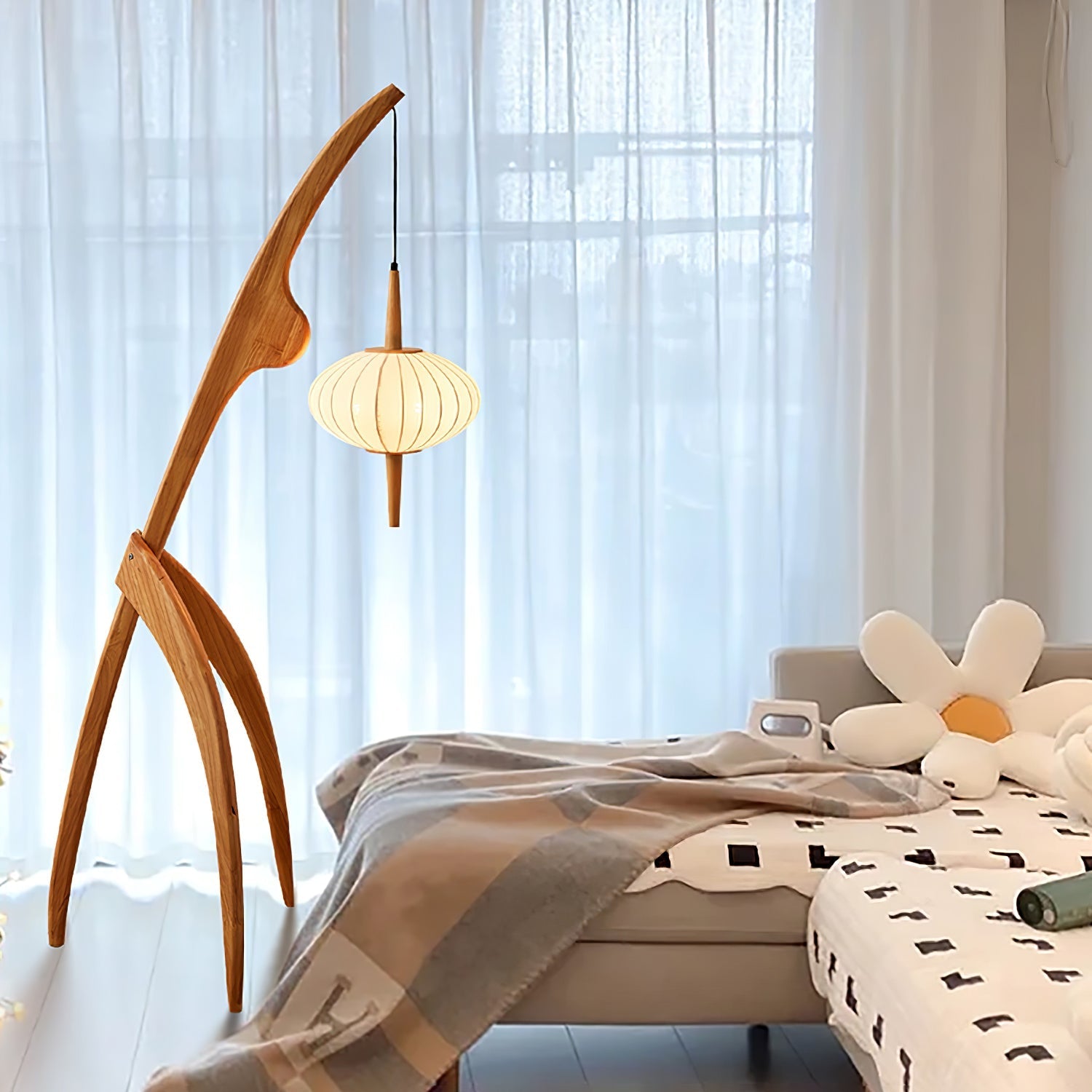 Orzoril Mid Century Wooden Floor Lamp - Letslighting