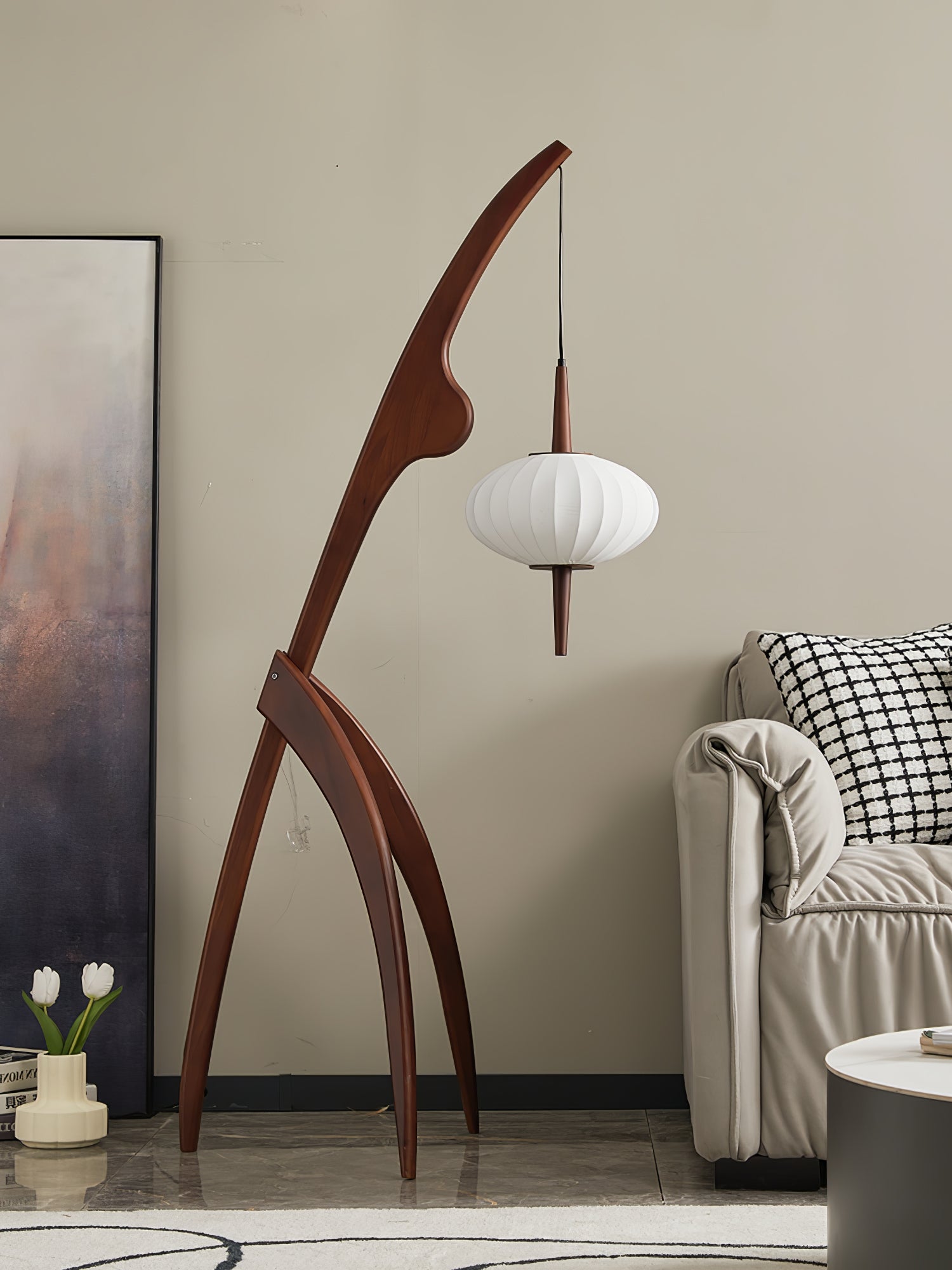 Orzoril Mid Century Wooden Floor Lamp - Letslighting