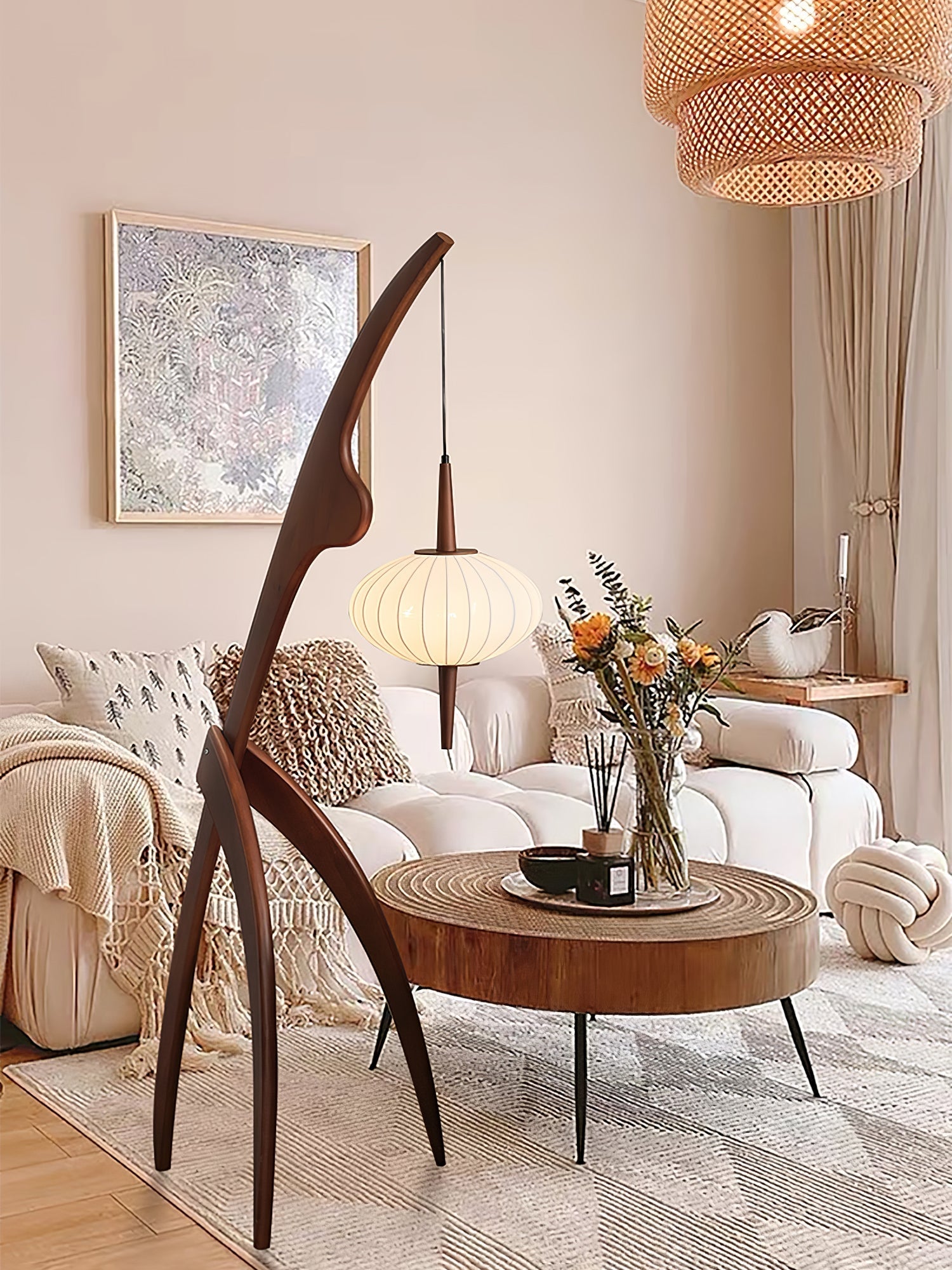 Orzoril Mid Century Wooden Floor Lamp - Letslighting