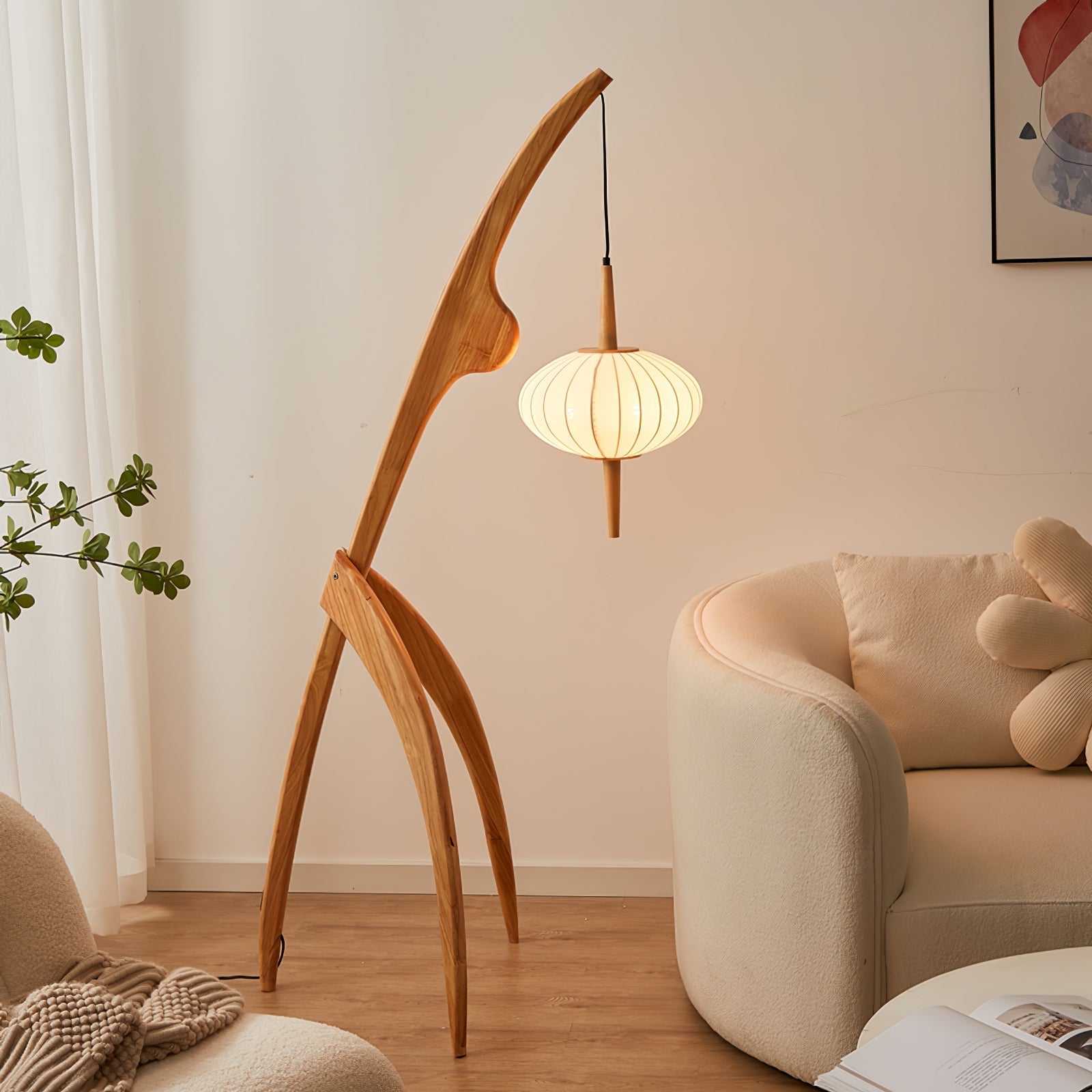 Orzoril Mid Century Wooden Floor Lamp - Letslighting