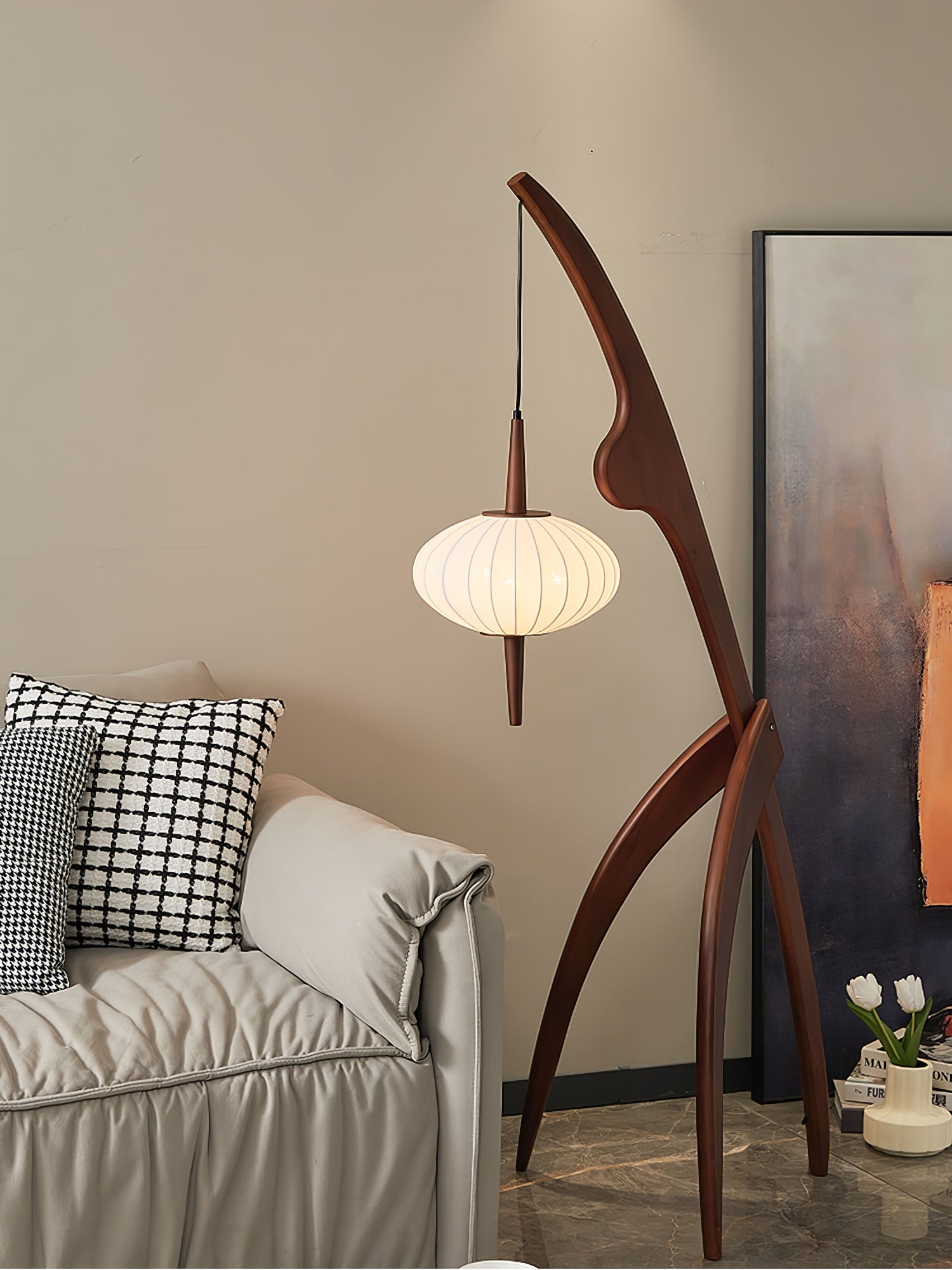 Orzoril Mid Century Wooden Floor Lamp - Letslighting