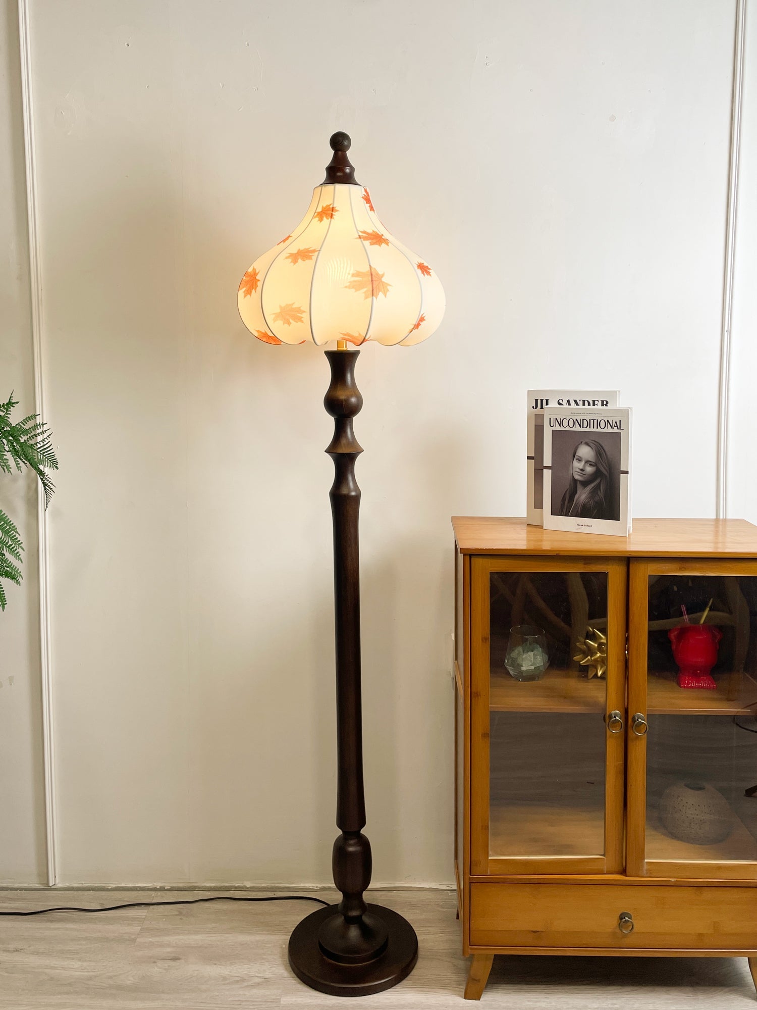 Maplen Wood Fabric Vintage Floor Lamp - Letslighting