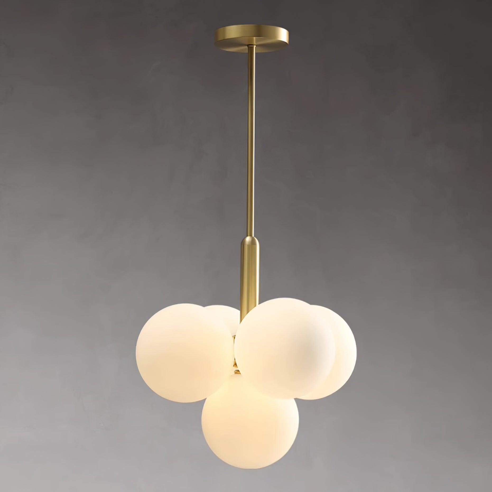 Chandelier Glass Globe Cluster Brass Frame Modern Minimalist Home - Letslighting