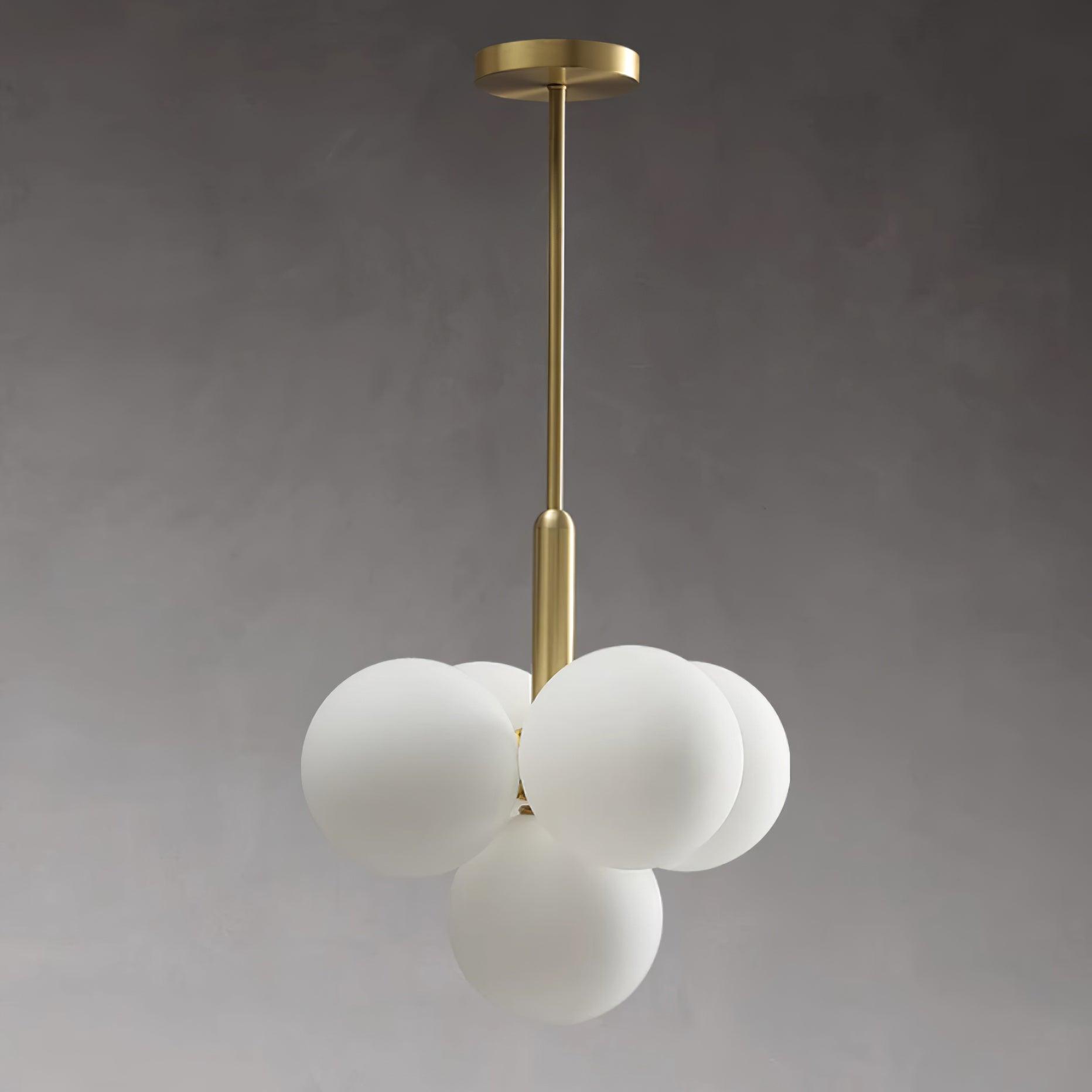 Chandelier Glass Globe Cluster Brass Frame Modern Minimalist Home - Letslighting