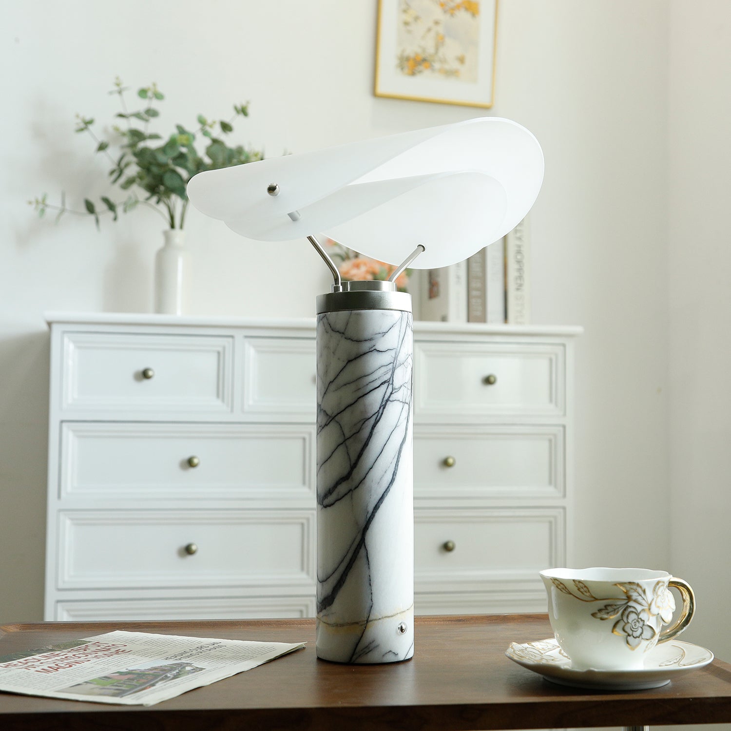 Inorielis Sculptural Travertine Table Lamp - Letslighting