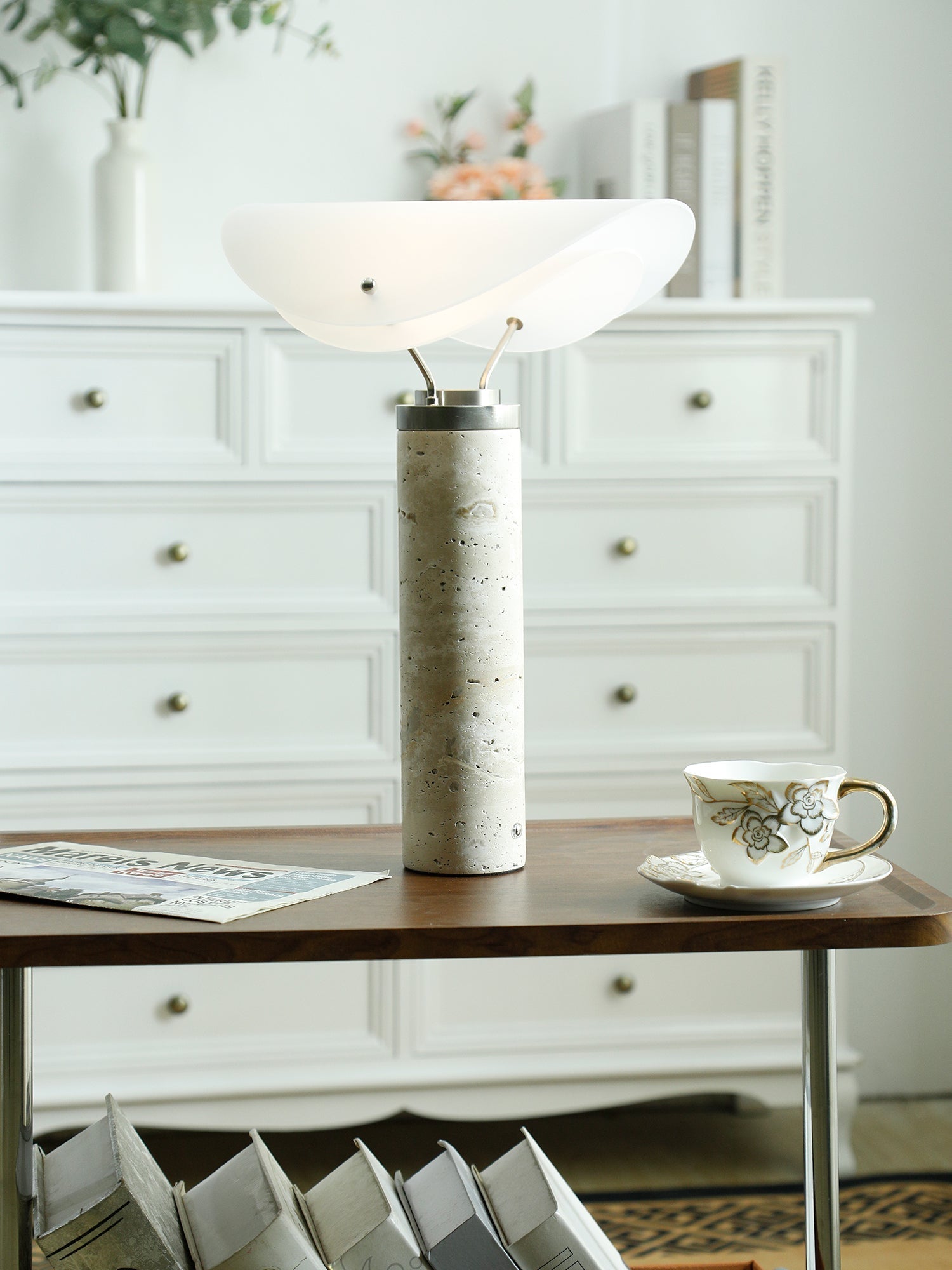 Inorielis Sculptural Travertine Table Lamp - Letslighting
