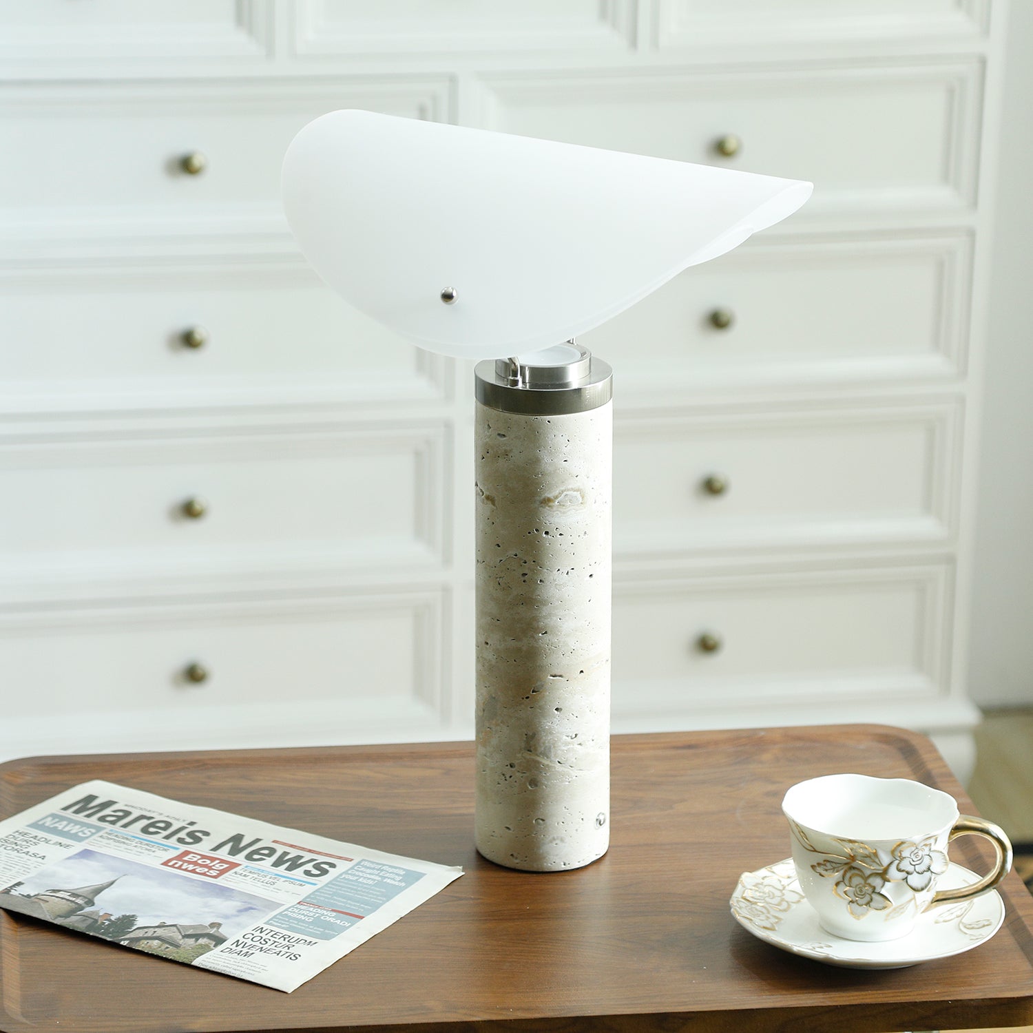 Inorielis Sculptural Travertine Table Lamp - Letslighting