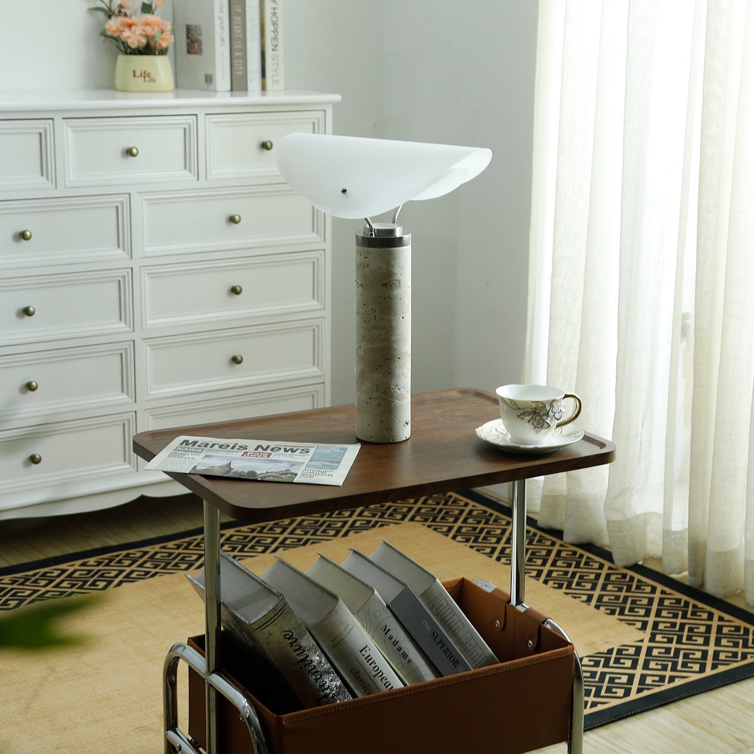 Inorielis Sculptural Travertine Table Lamp - Letslighting