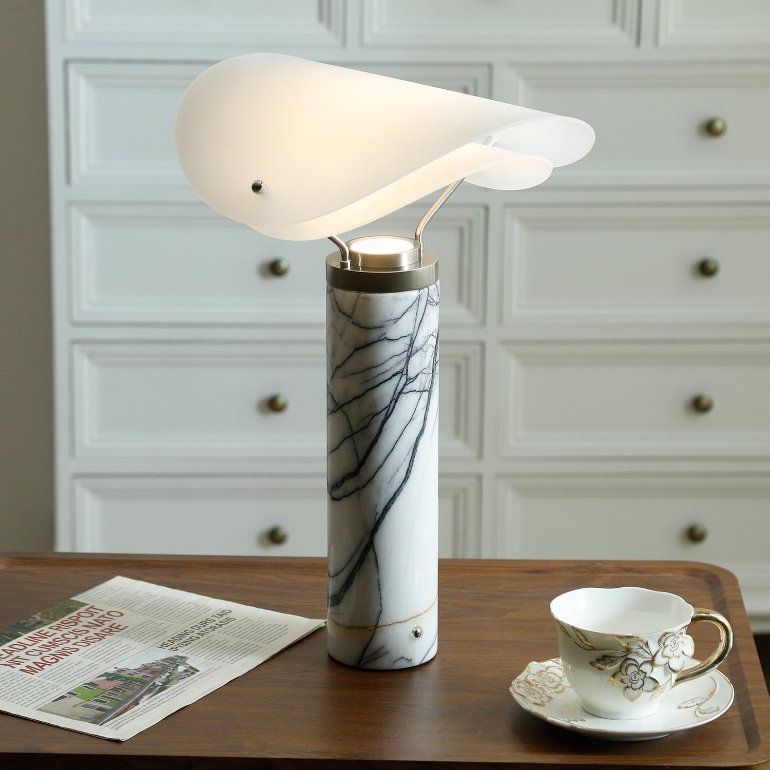 Inorielis Sculptural Travertine Table Lamp - Letslighting