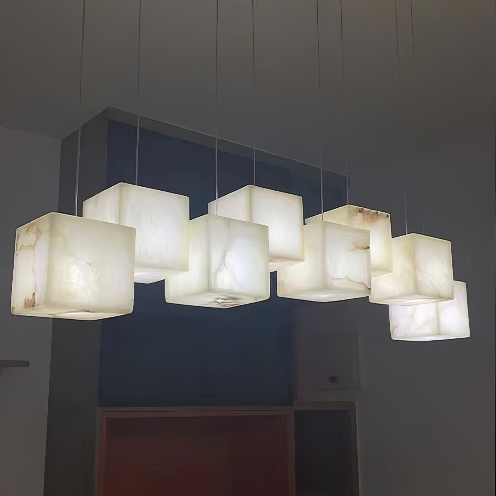 Alabaster Chandelier Box Cubic Elegance - Letslighting