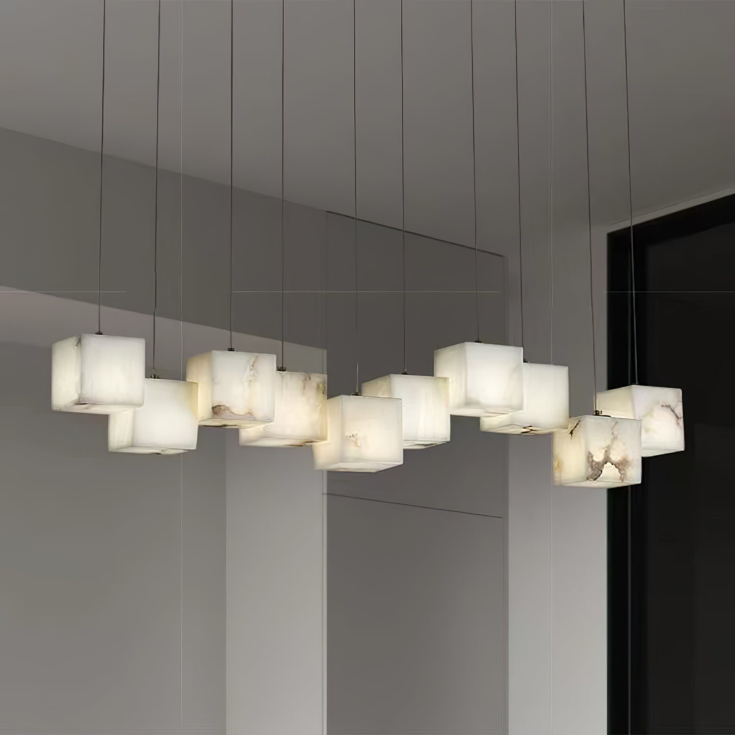 Alabaster Chandelier Box Cubic Elegance - Letslighting