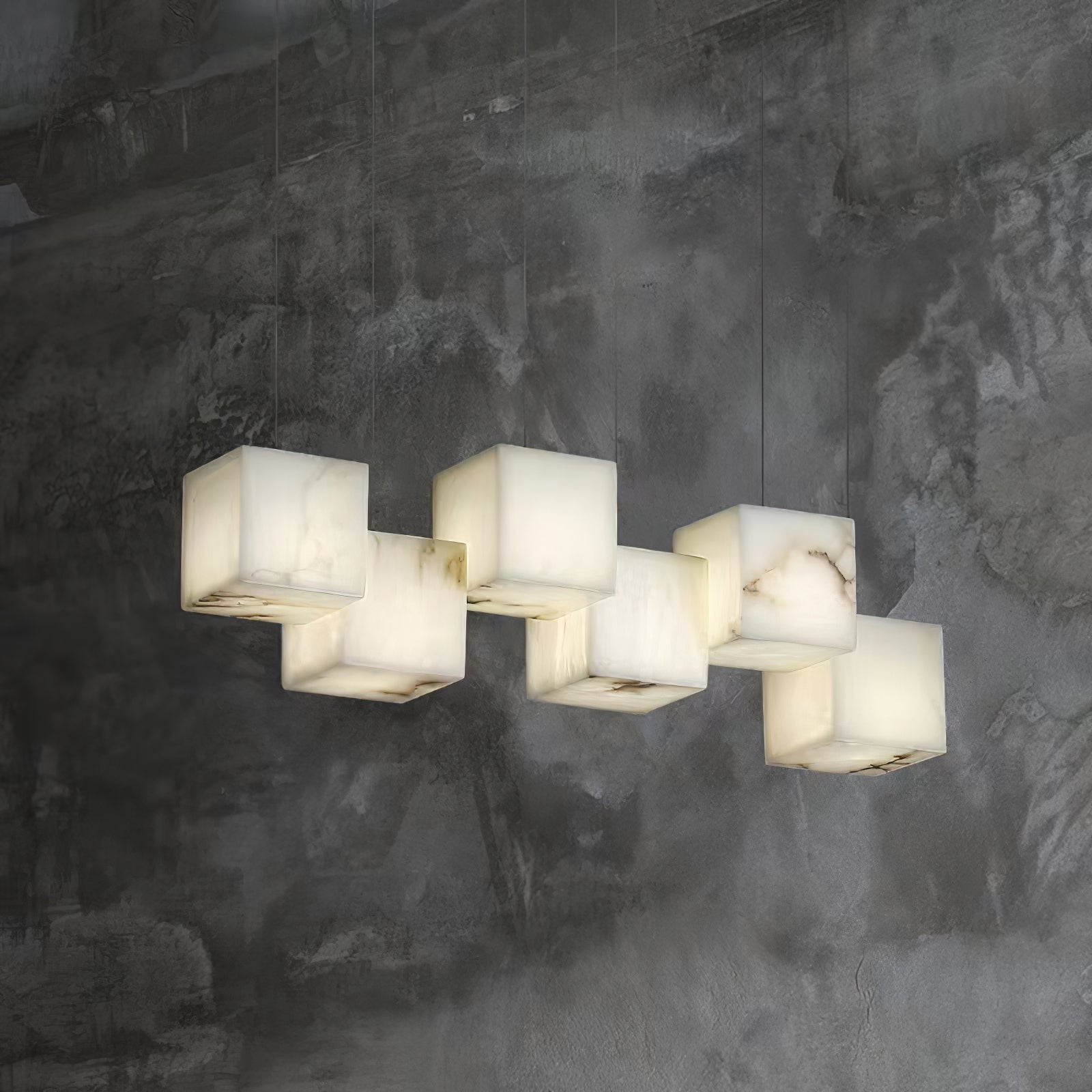 Alabaster Chandelier Box Cubic Elegance - Letslighting