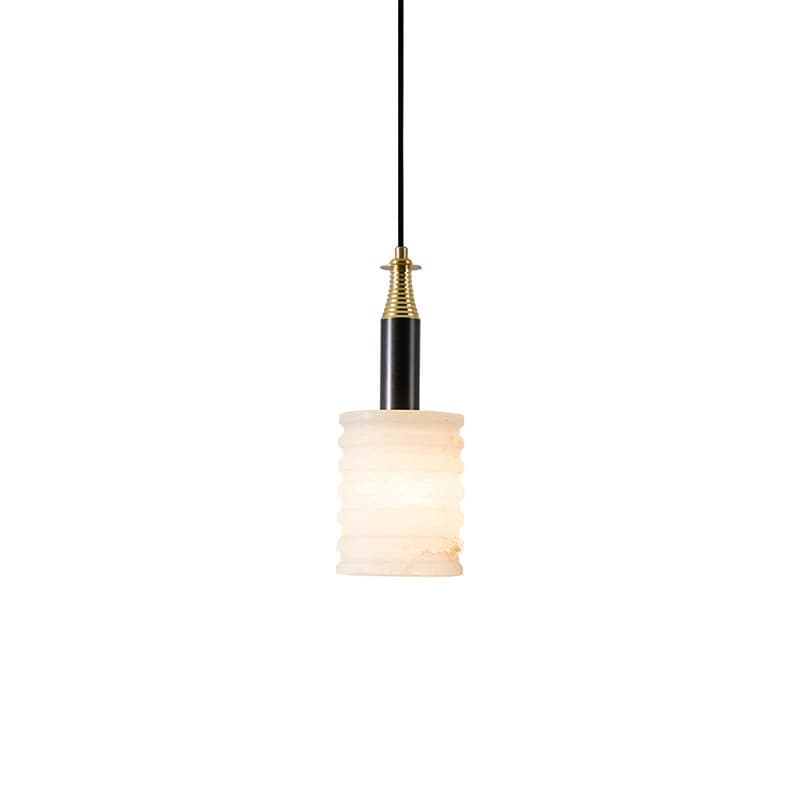 Alabaster Pendant Lamp Ribbed Cylinder - Letslighting