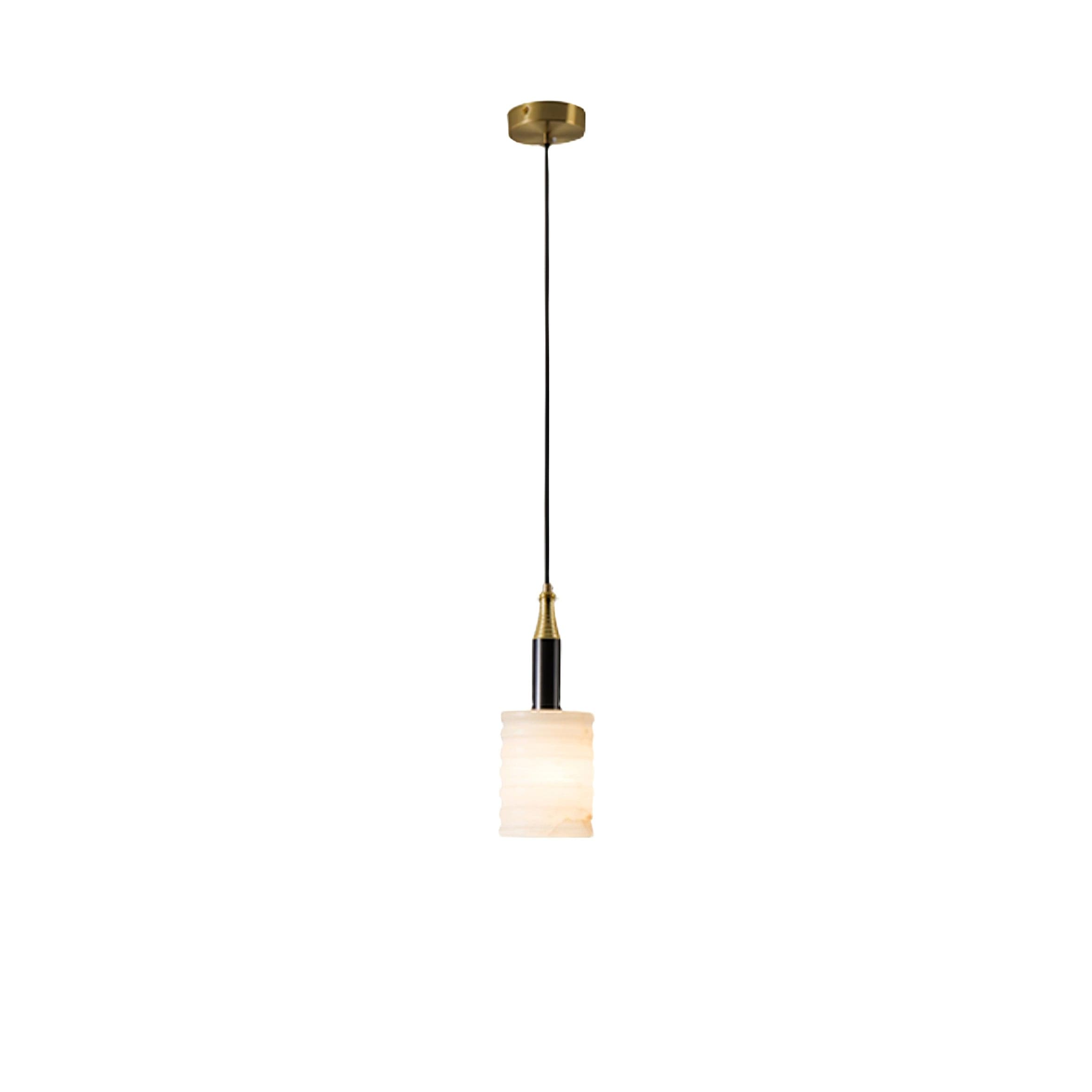 Alabaster Pendant Lamp Ribbed Cylinder - Letslighting
