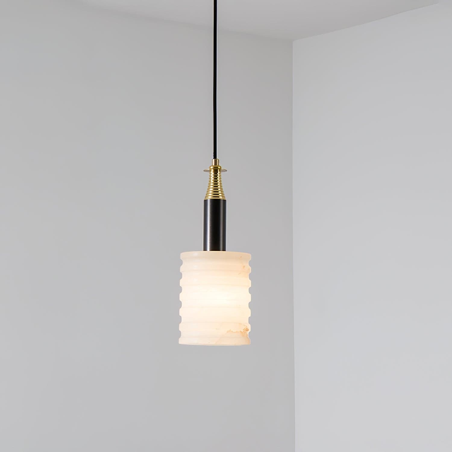 Alabaster Pendant Lamp Ribbed Cylinder - Letslighting
