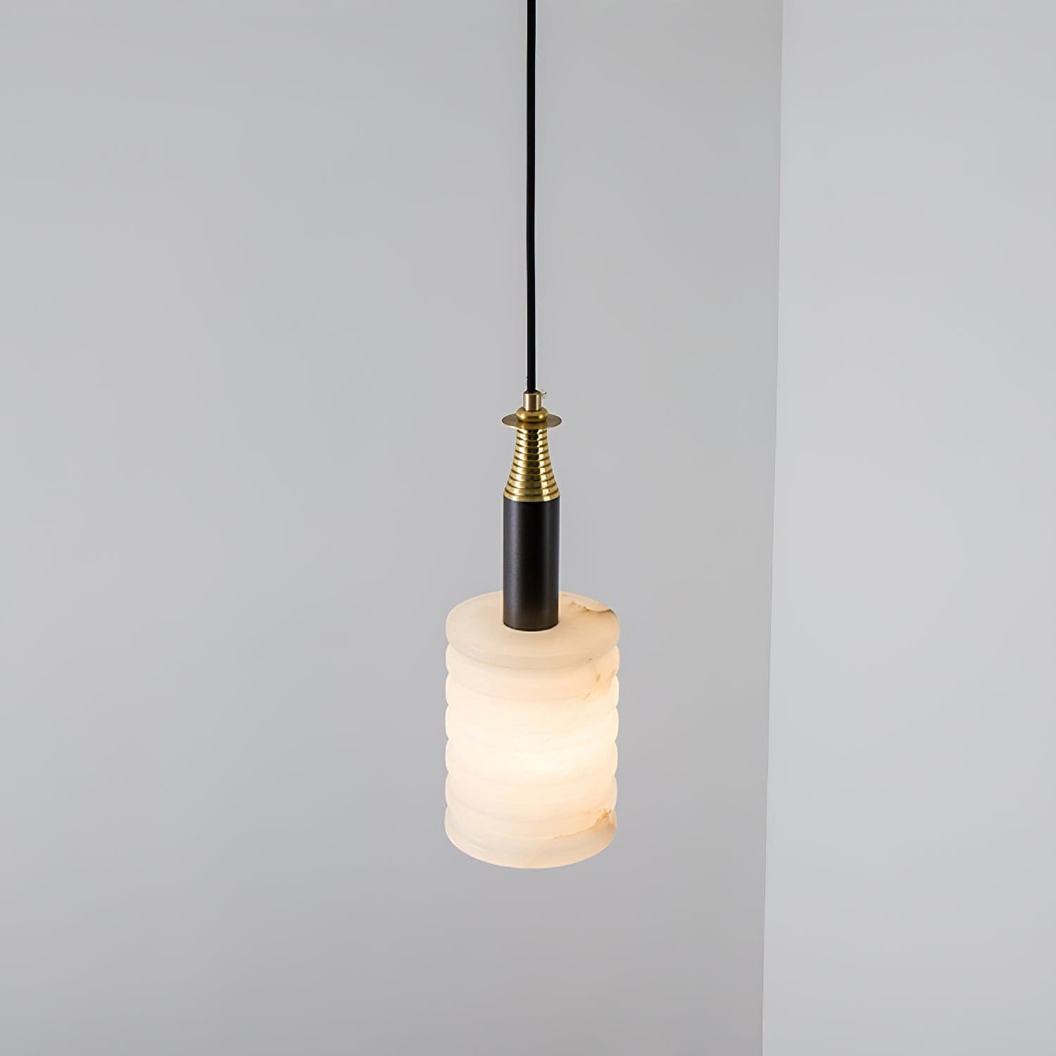 Alabaster Pendant Lamp Ribbed Cylinder - Letslighting