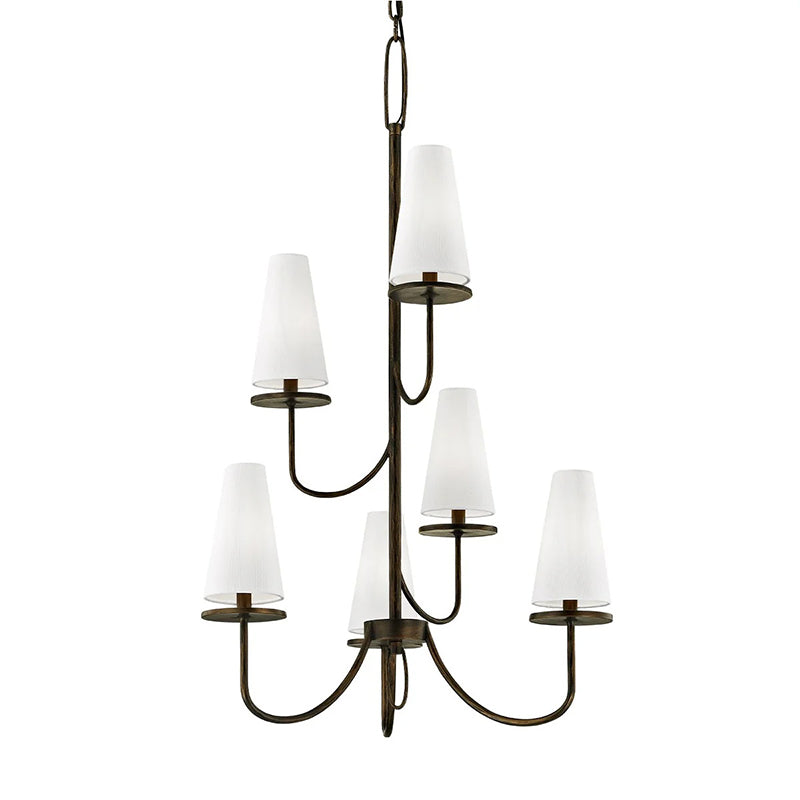 Curaeara Vintage Industrial Brass Fabric Chandelier - Letslighting