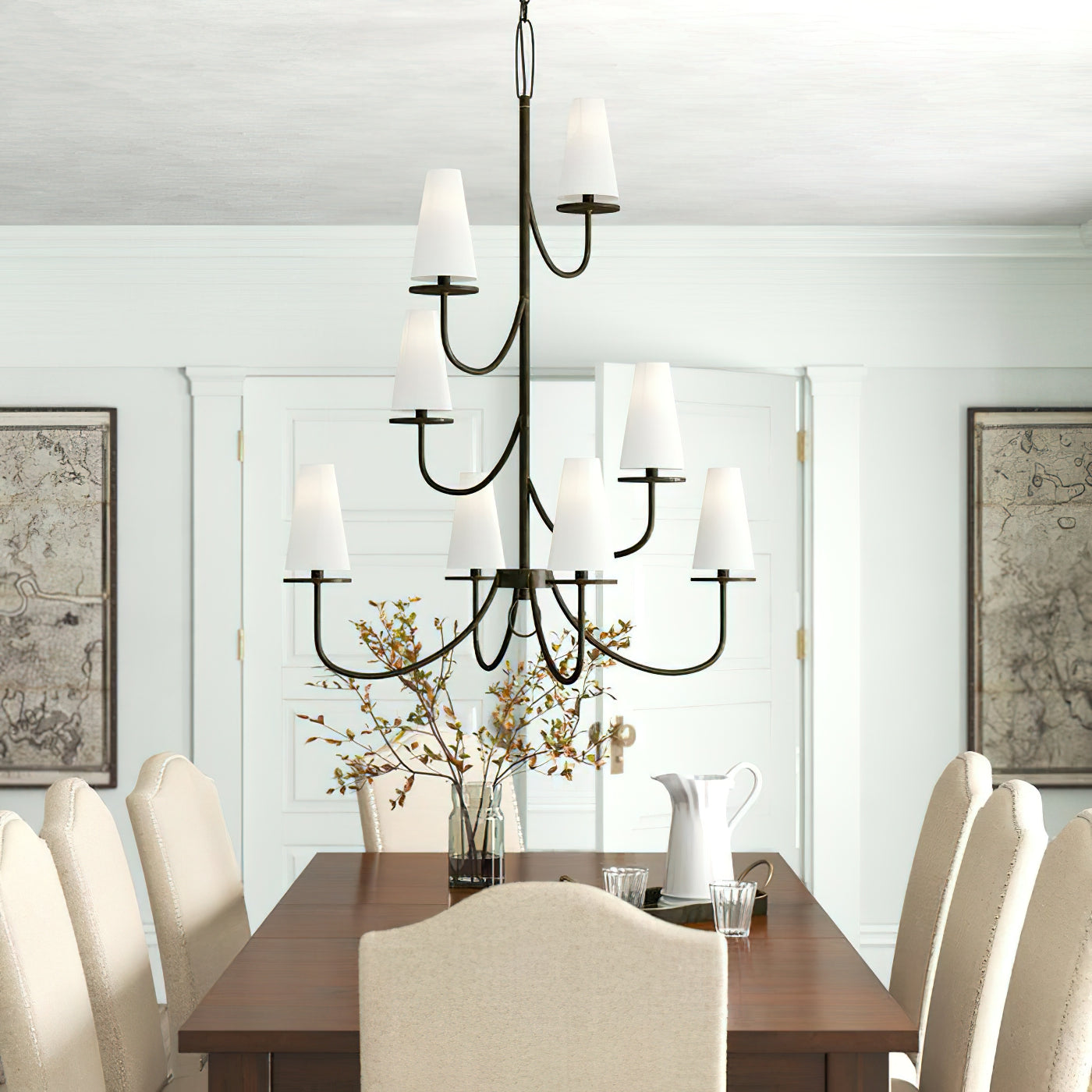 Curaeara Vintage Industrial Brass Fabric Chandelier - Letslighting