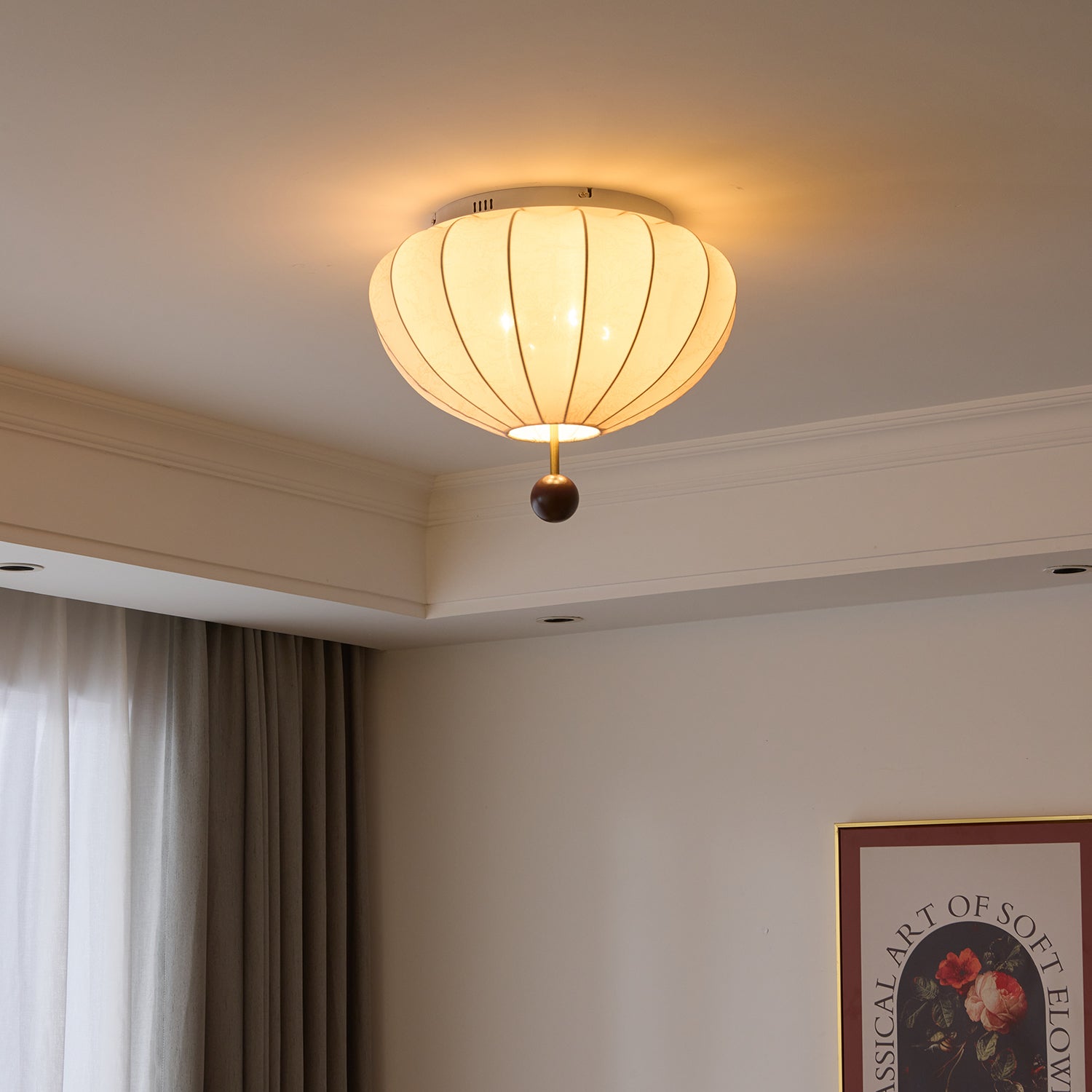 Ritta Ceiling Light Marceline Wood & Fabric - Letslighting